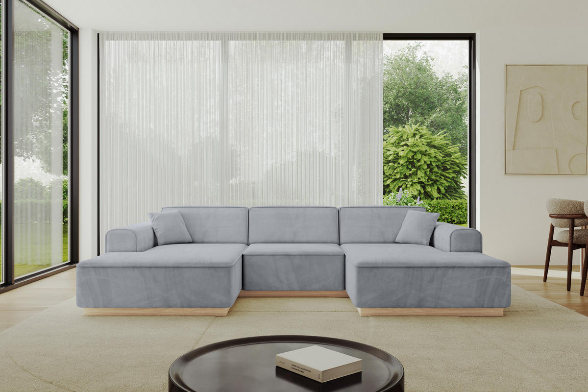 WOHNLANDSCHAFT IREA-U1 - 303x171x83 cm Grau - Titanfarben, Holzwerkstoff/Textil (303/83/171cm) - ALTDECOR