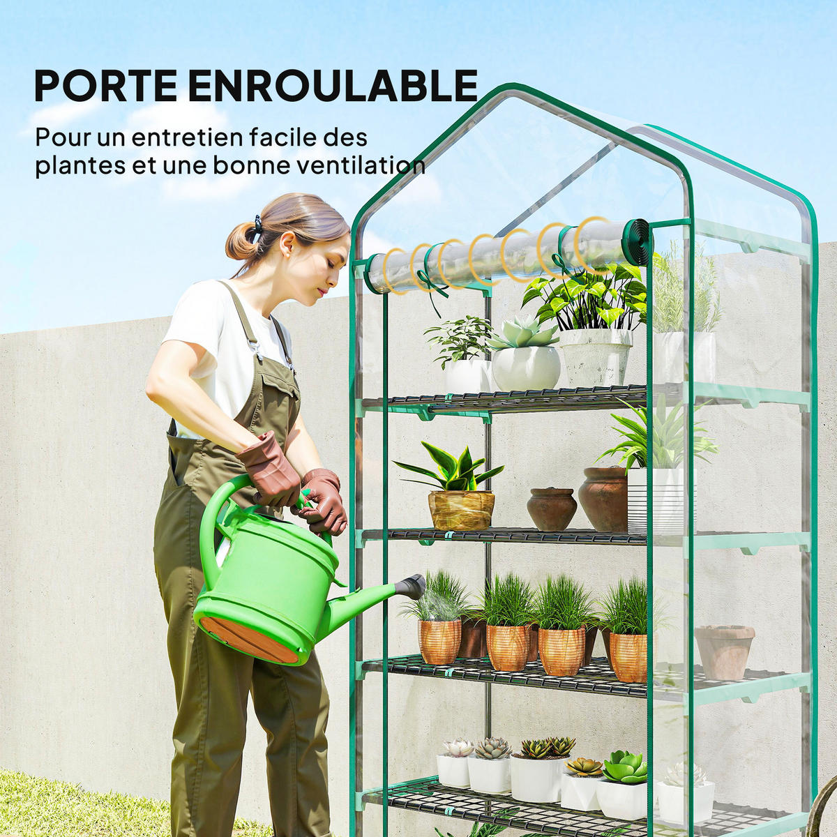 GEWÄCHSHAUS DE-12065 5 Etagen mit Rolltür Transparent - Transparent, Kunststoff (49/193/90cm) - ComfortXL