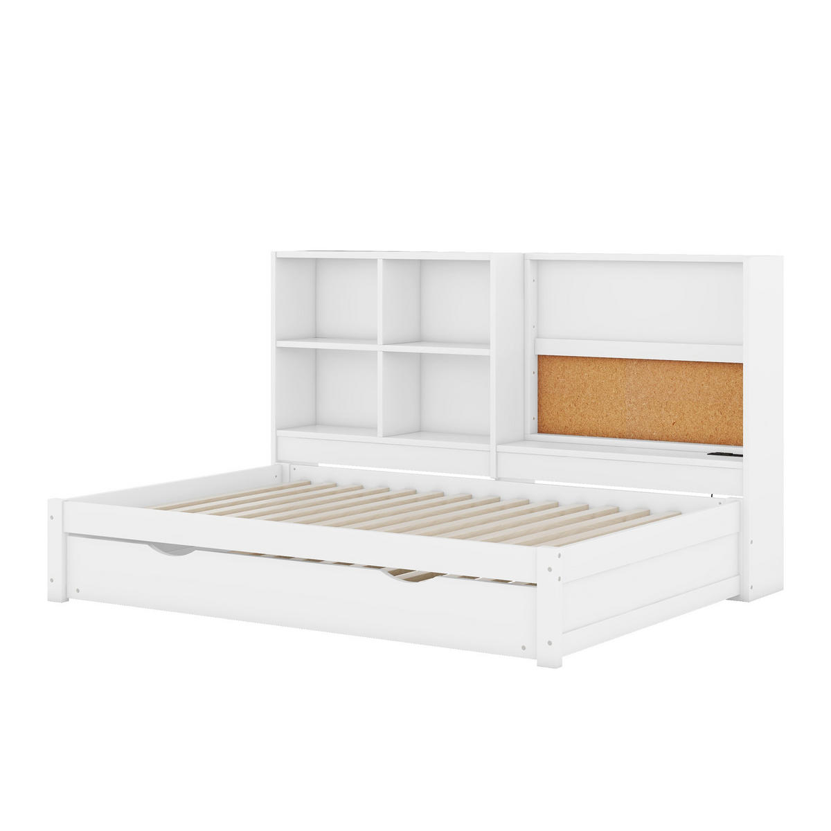 SCHLAFSOFA 90x200cm Weiß mit Ausziehbett USB Zeichenbrett - Weiß, Holz (90/200cm) - FLIEKS