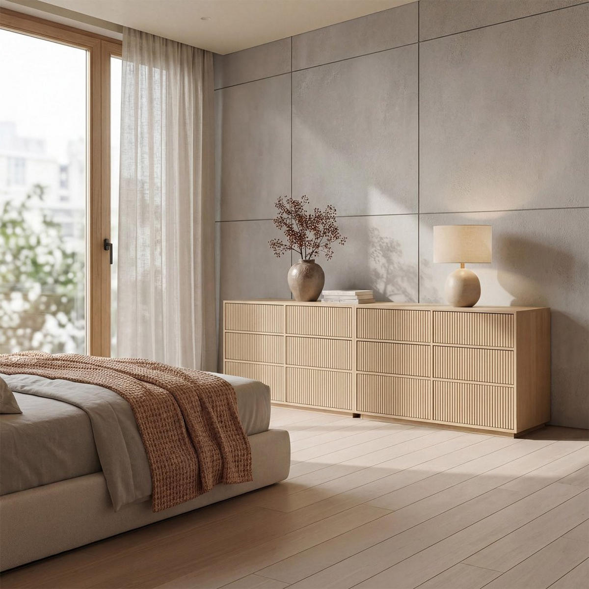SCHUBLADENKOMMODE DOPPELTE Saven Natürlich 120 cm x 77 cm - Naturfarben, Holzwerkstoff (120/77/40cm) - Klast Home
