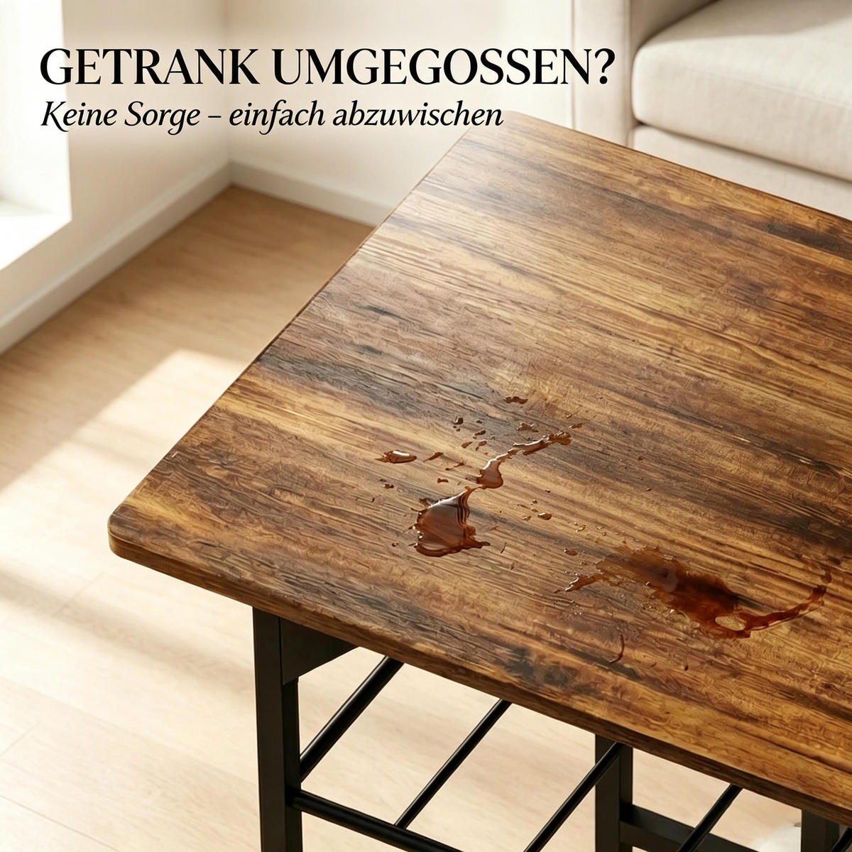 ESSGRUPPE DE-39313 80/50 cm Tisch mit 2 Stühlen Rustikalbraun - Braun, Metall (80/78/50cm) - ComfortXL