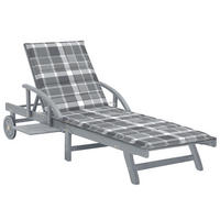 SONNENLIEGE mit Auflage Akazie Massivholz - Grau, Holz (68/86/200cm) - furnicato