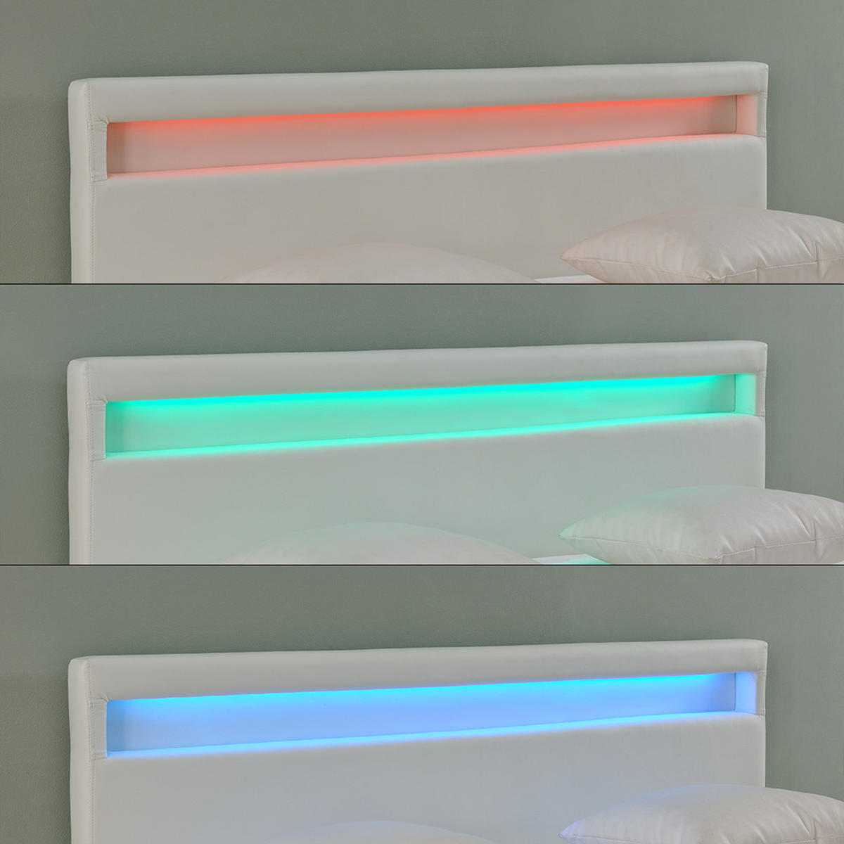 POLSTERBETT Paris mit Matratze und LED-Beleuchtung - Weiß, Textil (160/200cm) - Corium
