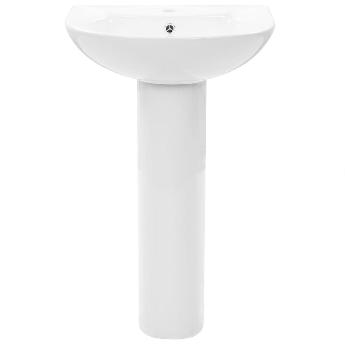 WASCHBECKEN Freistehendes Mit Säule Keramik Weiss 520/440/190 Mm - Weiß, Keramik (44/19/52cm) - vidaXL
