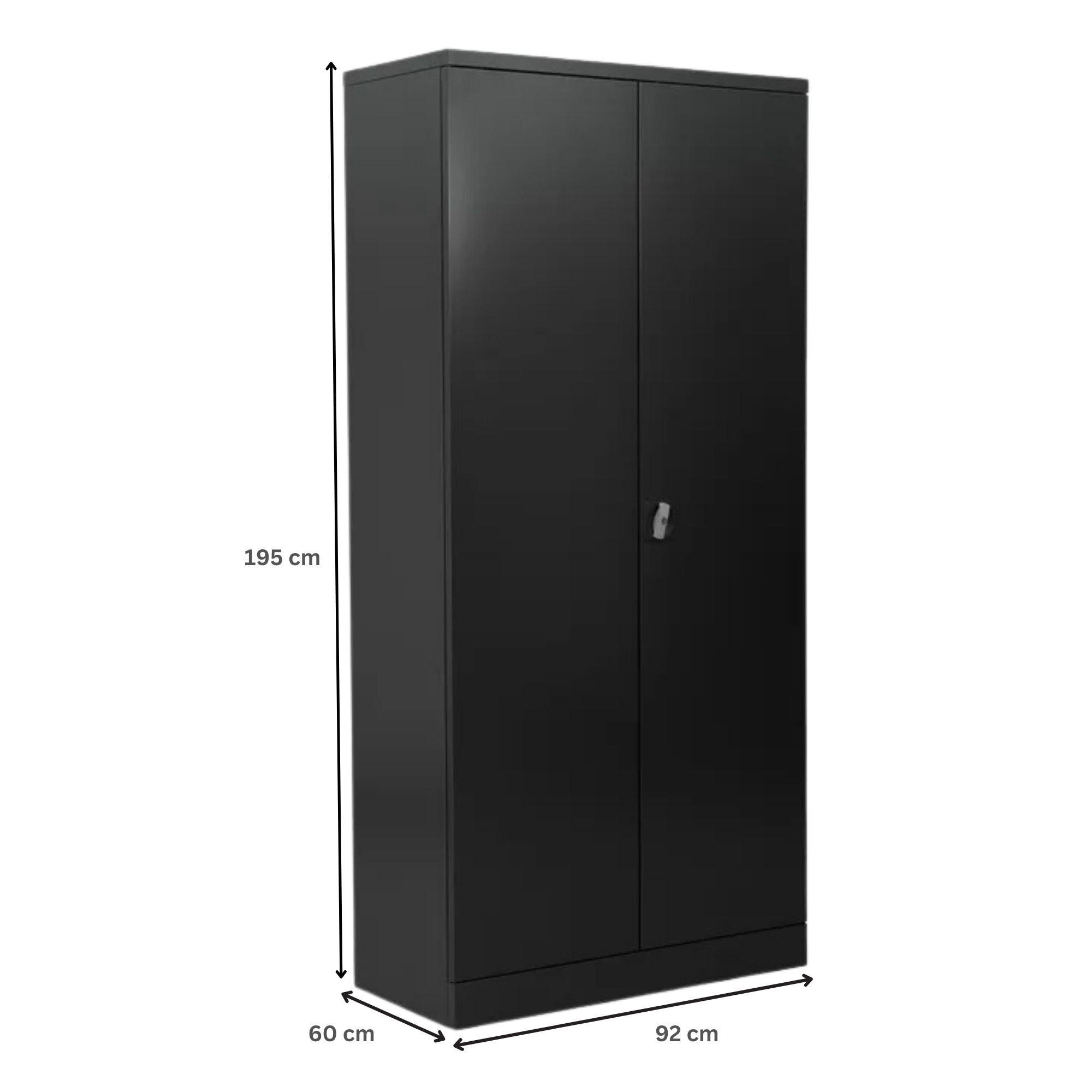 STAHLSCHRANK Bee mit 9 lackierten Fachböden 195x92x60 cm Korpusfarbe Schwarz Frontfarbe Schwarz - Schwarz, Metall (92/195/60cm)