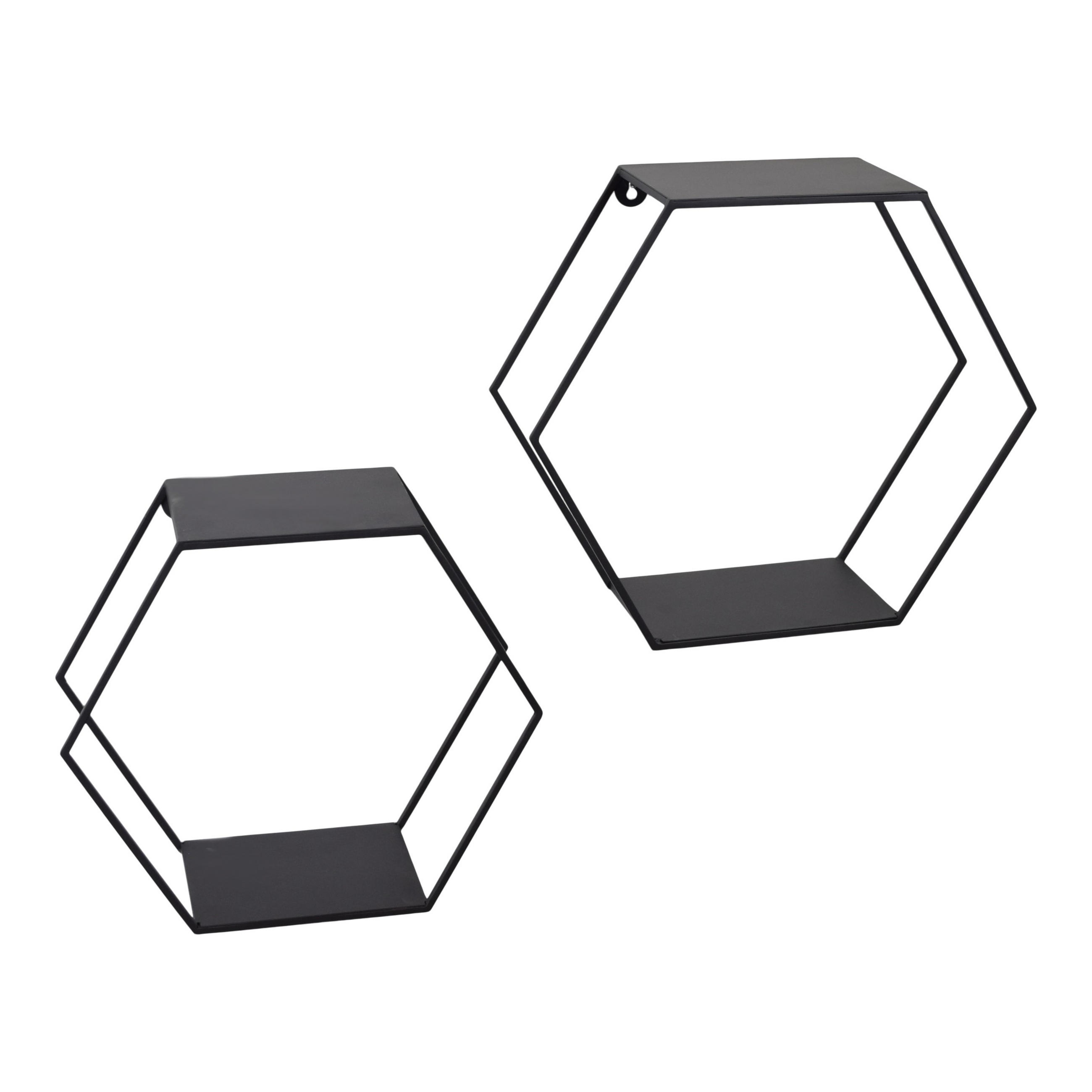 WANDBOXEN Hexagon Schwarz 2er-set - Schwarz, Metall (41/36/15cm) - LOFT42