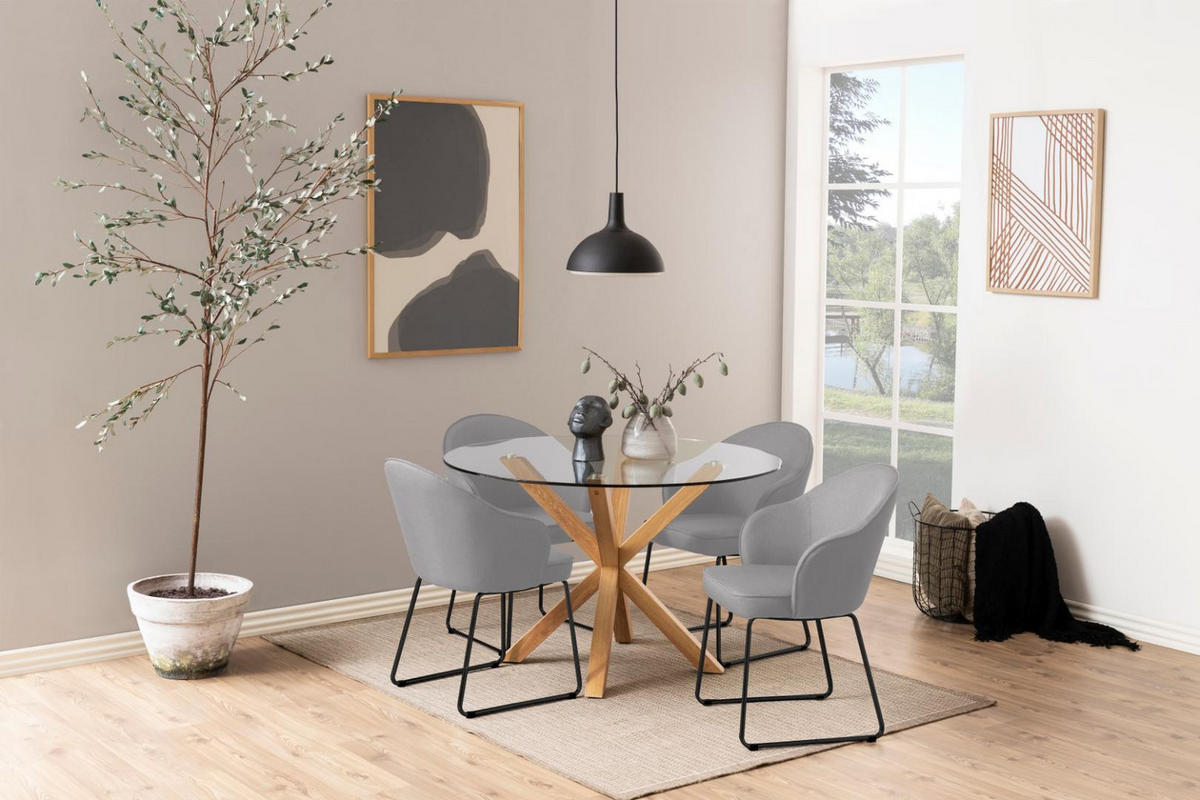 ESSTISCH Glas - Weiß, Holzwerkstoff (119/119/76cm) - ebuy24