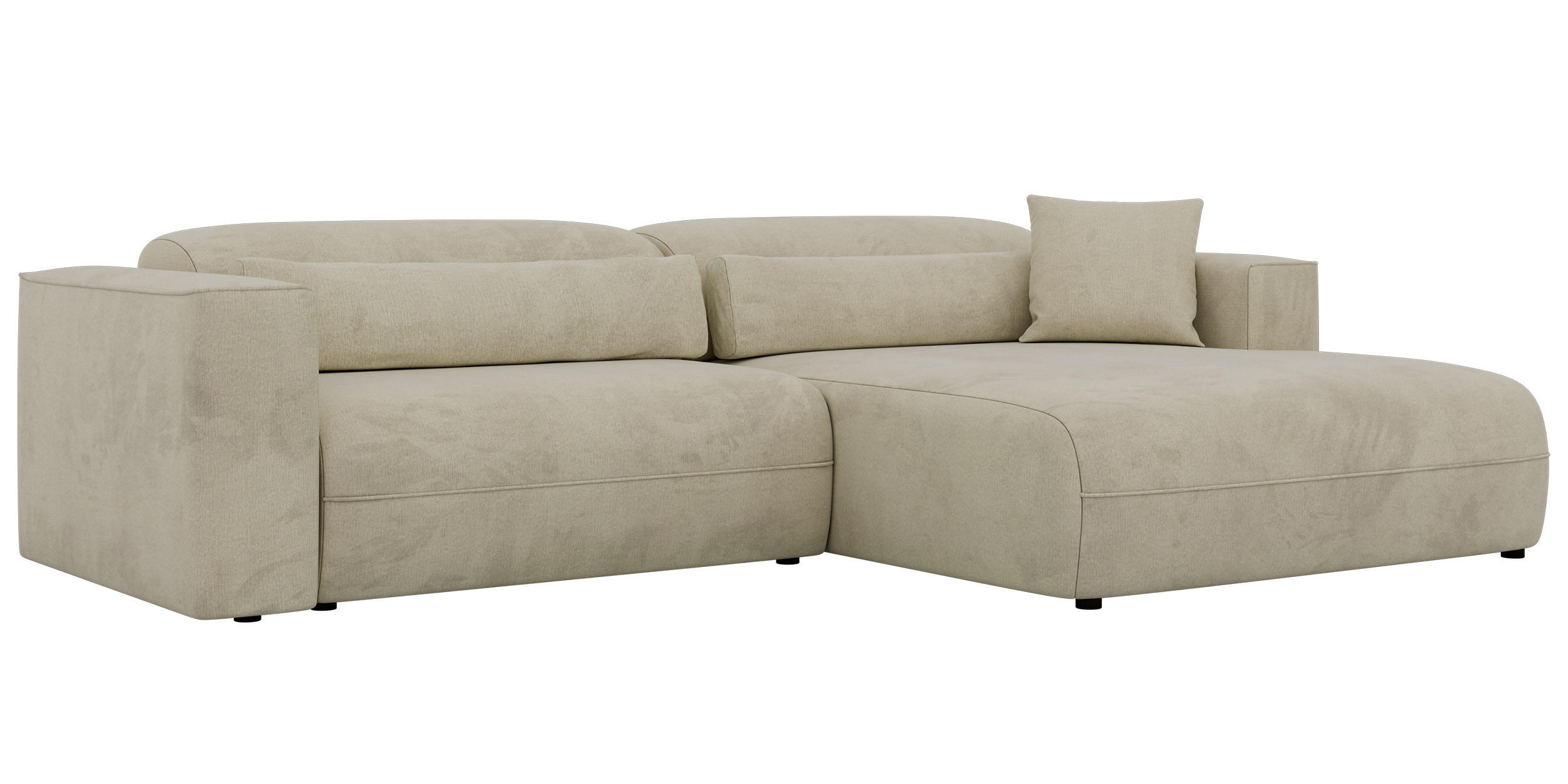 ROHOVÁ SEDAČKA PAZURRO L - Béžová Samet - Pravá - černá/béžová, textil/plast (288/180cm) - MKS