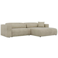 ROHOVÁ SEDAČKA PAZURRO L - Béžová Samet - Vpravo - čierna/béžová, textil/plast (288/180cm) - MKS