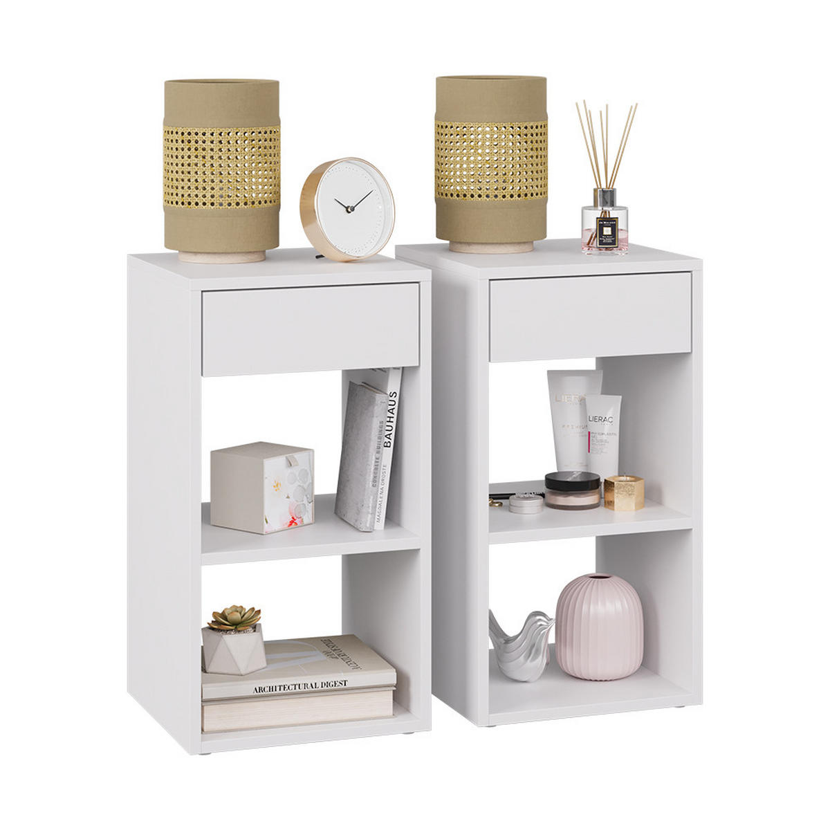 NACHTTISCH Dany Weiß 2er Set - Weiß, Holzwerkstoff (35/65/35cm) - Vicco