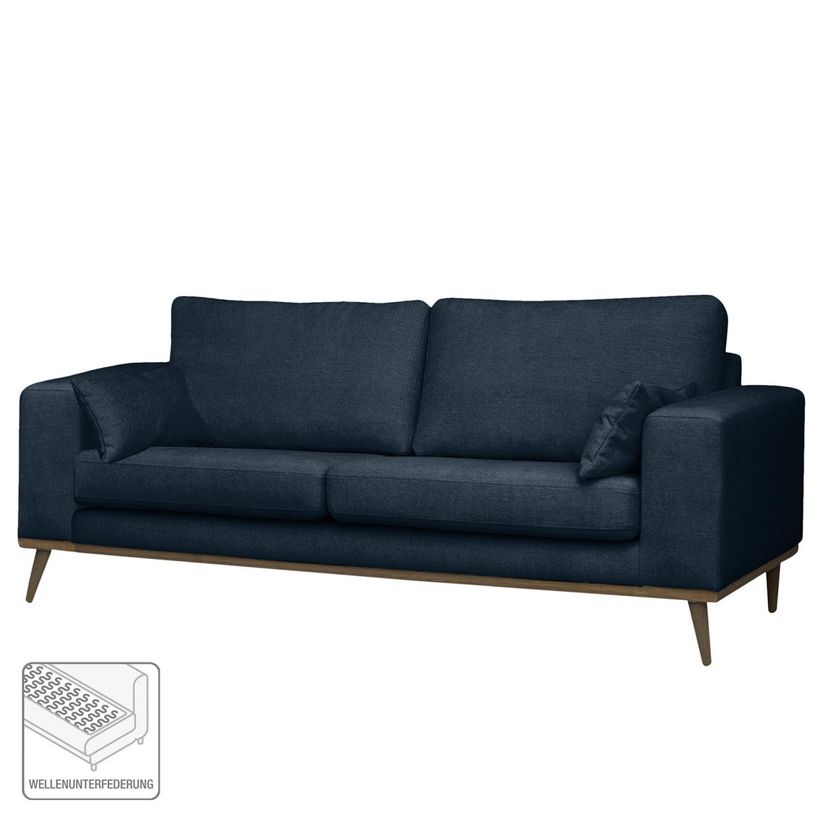 2-SITZER SOFA - Eichefarben/Dunkelblau, Eichenholz/Textil (197/81/88cm) - home24