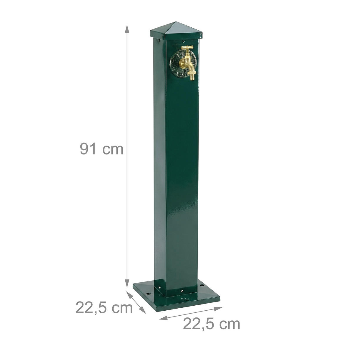 WASSERZAPFSÄULE Grün Antik-Design - Grün, Metall (22.5/22.5/91cm) - Relaxdays