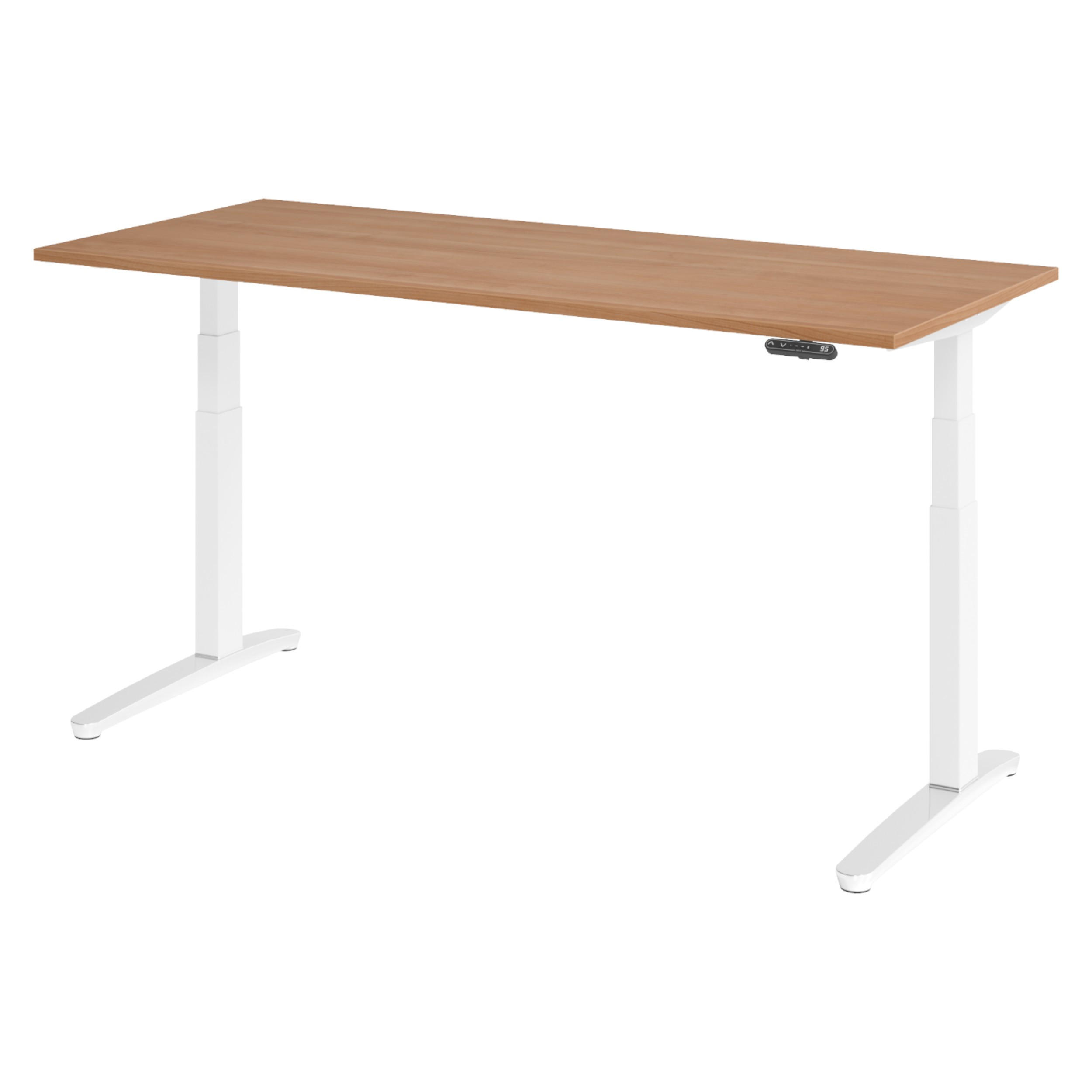 SCHREIBTISCH elektrisch XBHM 80/180/74 cm in Nussbaumfarben/Weiß/Alu poliert - Nussbaumfarben/Weiß, Holzwerkstoff (80/180/74cm) - bümö