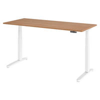 SCHREIBTISCH elektrisch XBHM 80/180/74 cm in Nussbaumfarben/Weiß/Alu poliert - Nussbaumfarben/Weiß, Holzwerkstoff (80/180/74cm) - bümö