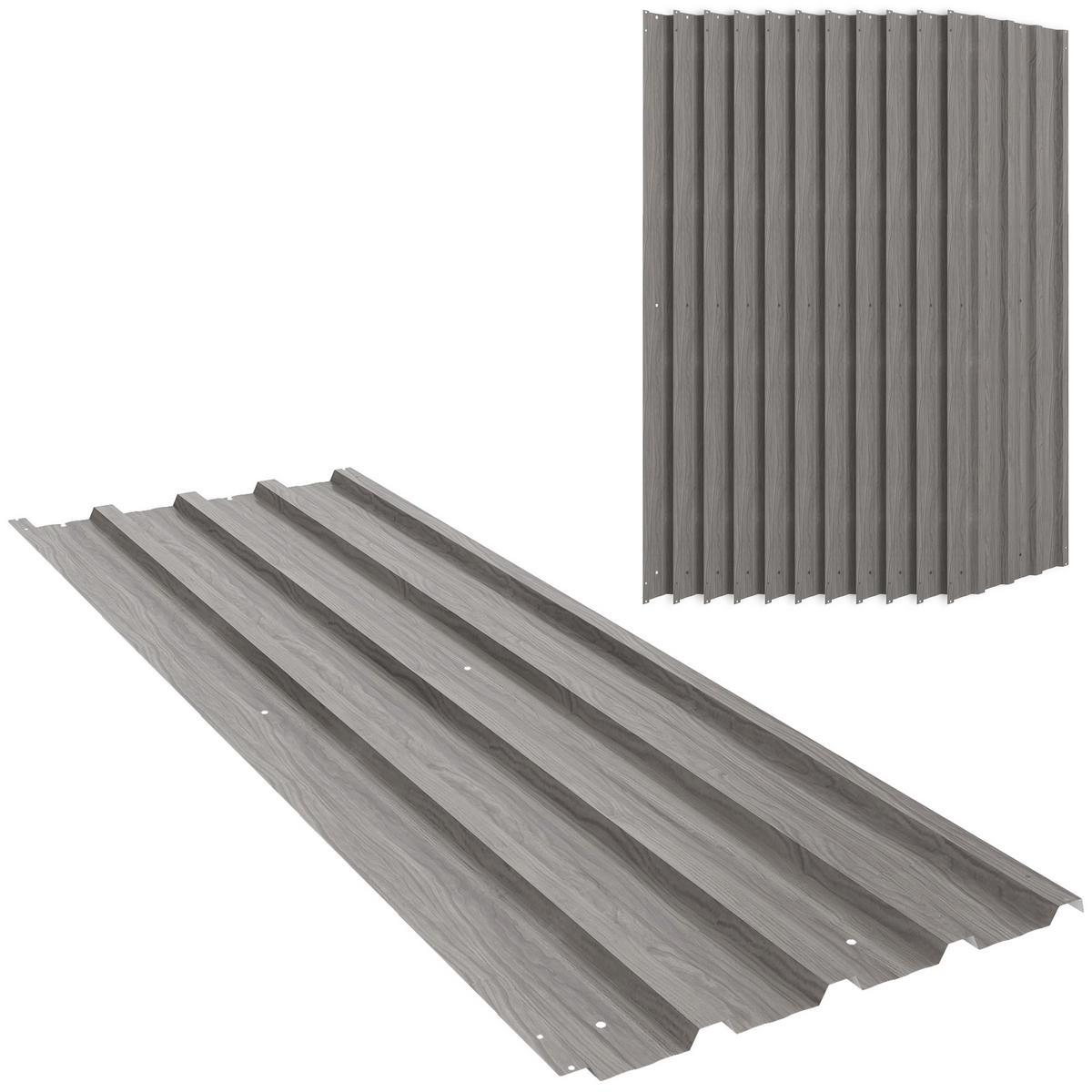GERÄTEHAUS Grau wasserdicht verzinkter Stahl 129/45/0.03 cm 12er-Set - Hellgrau, Metall (129/45cm) - PANGIVO