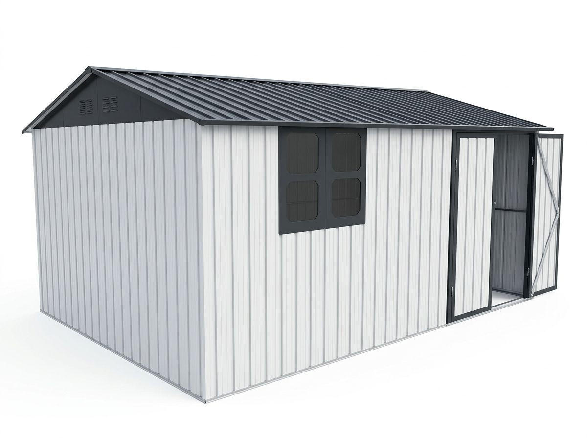 GERÄTEHAUS 213/130/185 cm Braun mit Schiebetüren und Fundamente - Braun, Metall (130/185/213cm) - Oxeza