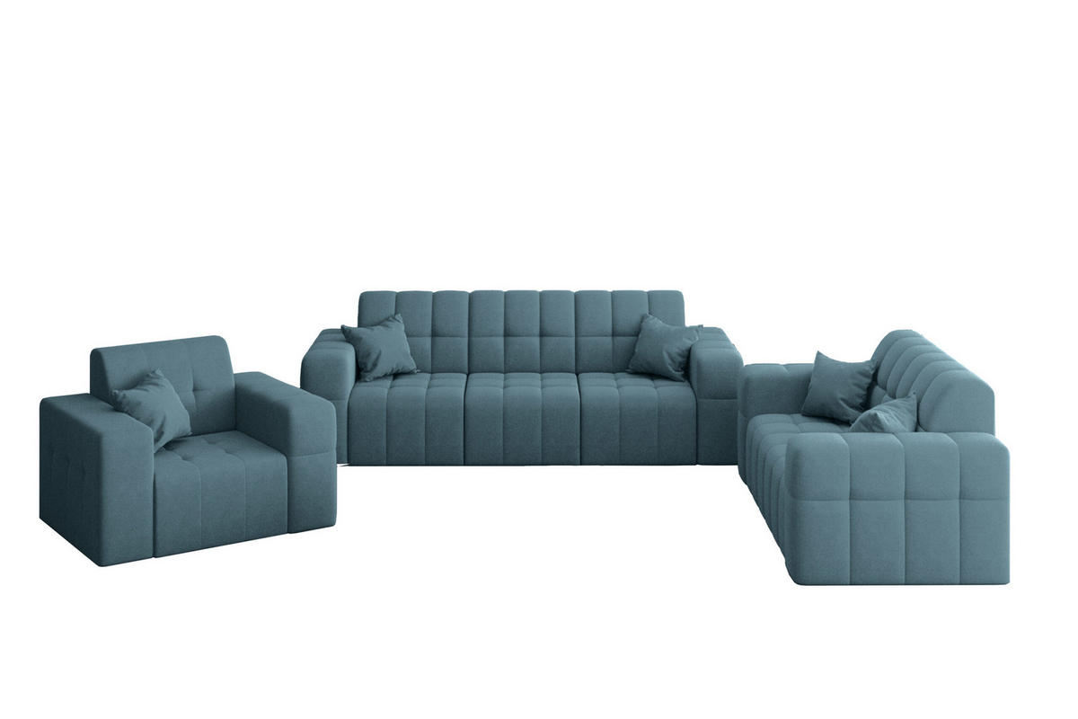 SITZGARNITUR NIMES 3-2-1 Stoff Portland Blau - Blau, Holz/Textil (92/82/245cm) - Kaiser Möbel