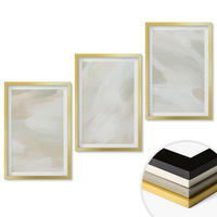 WANDBILDER 3er Set - 40x60 cm Goldrahmen - Leuchtende Farben, abstrakter Boho-Stil - Goldfarben, Kunststoff (40/60cm) - ArtPrintCave