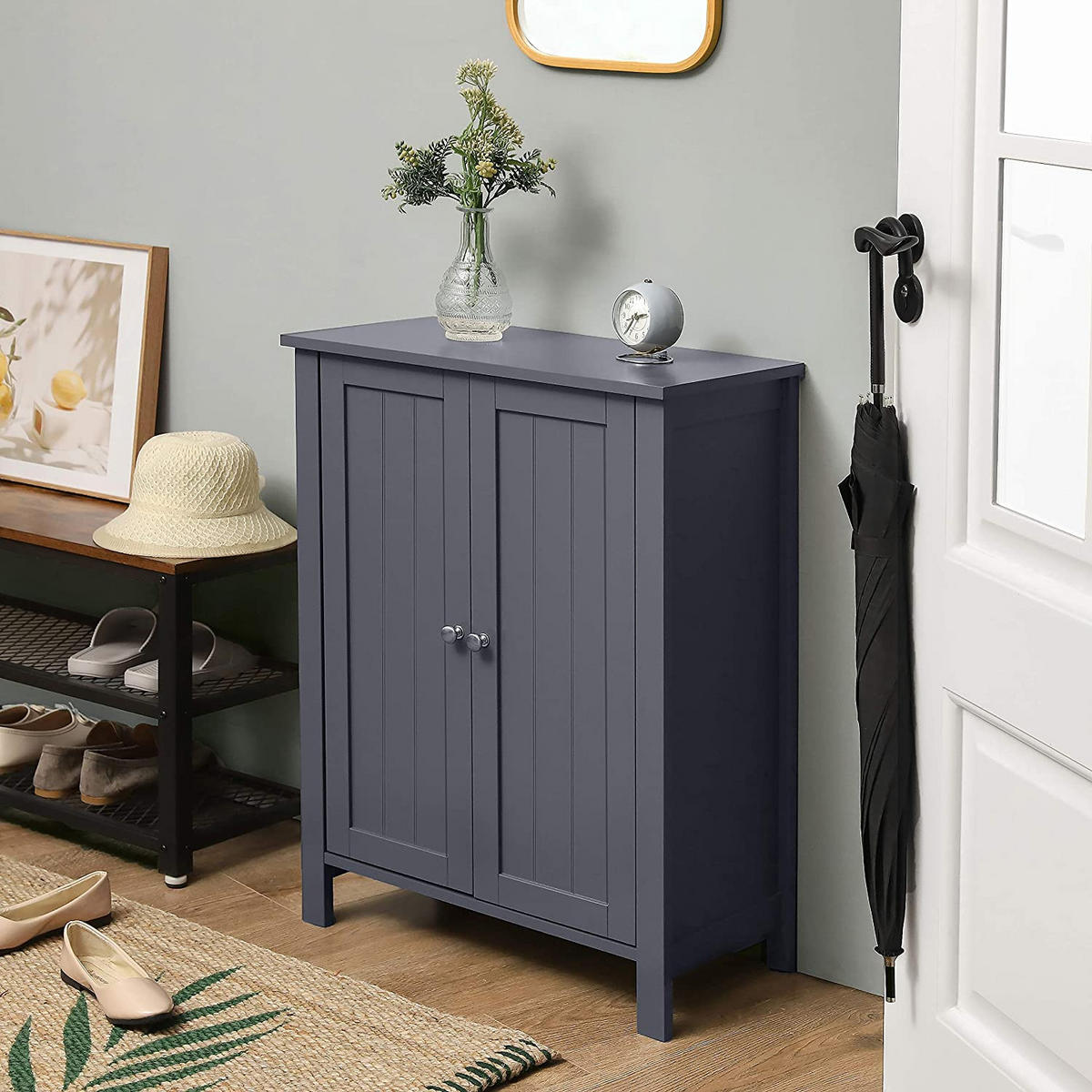 BADEZIMMERSCHRANK - Grau, Holzwerkstoff (30/80/60cm) - Hansiro