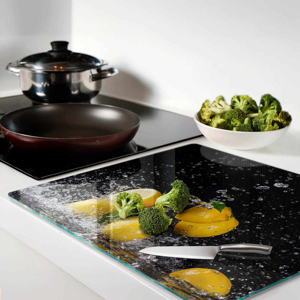 GLASPLATTE 60x52 cm Zitronen und Wasser - Gelb, Glas (60/0.4/52cm) - TULUP