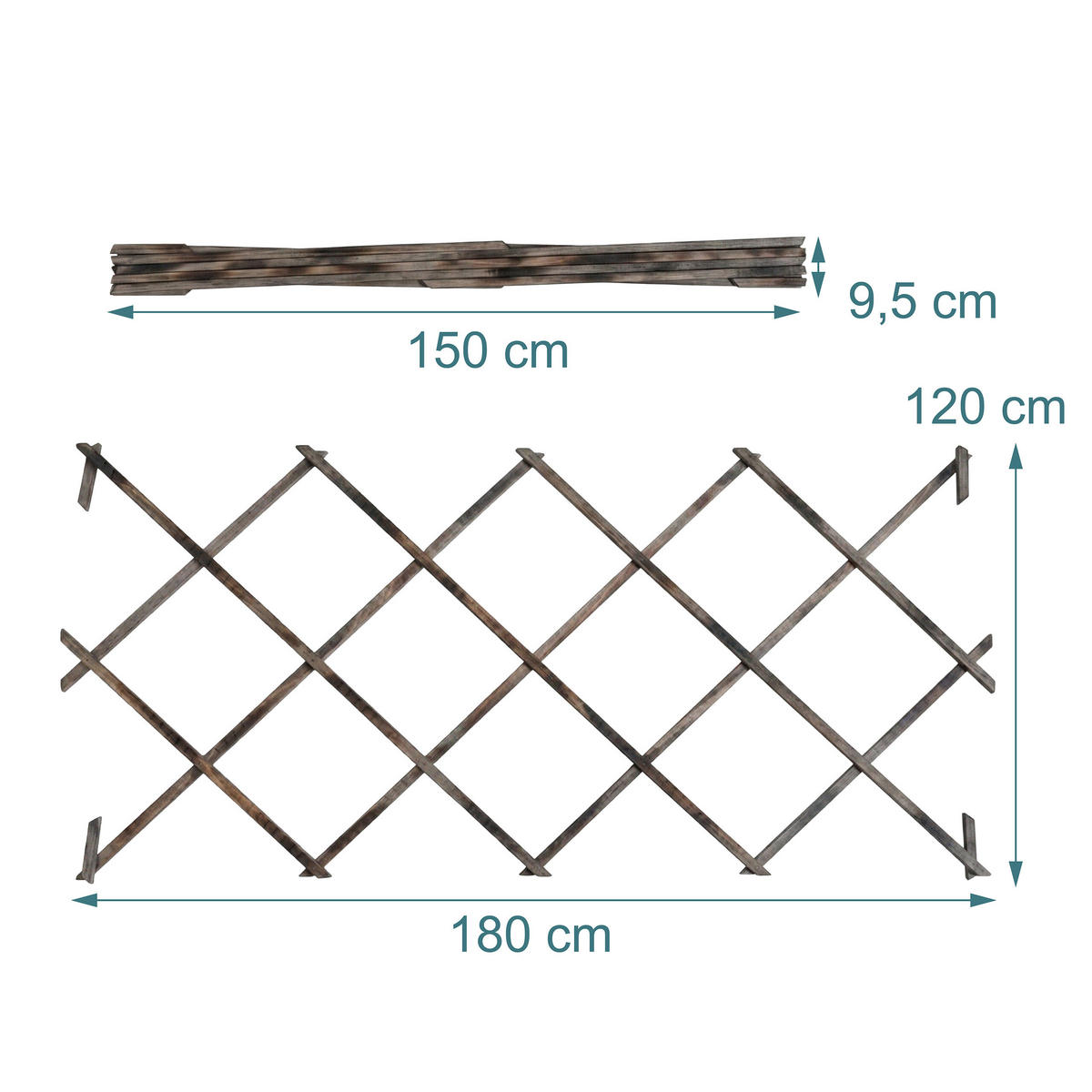 3XRANKGITTER - Braun, Holz (120/180/1.5cm) - Relaxdays