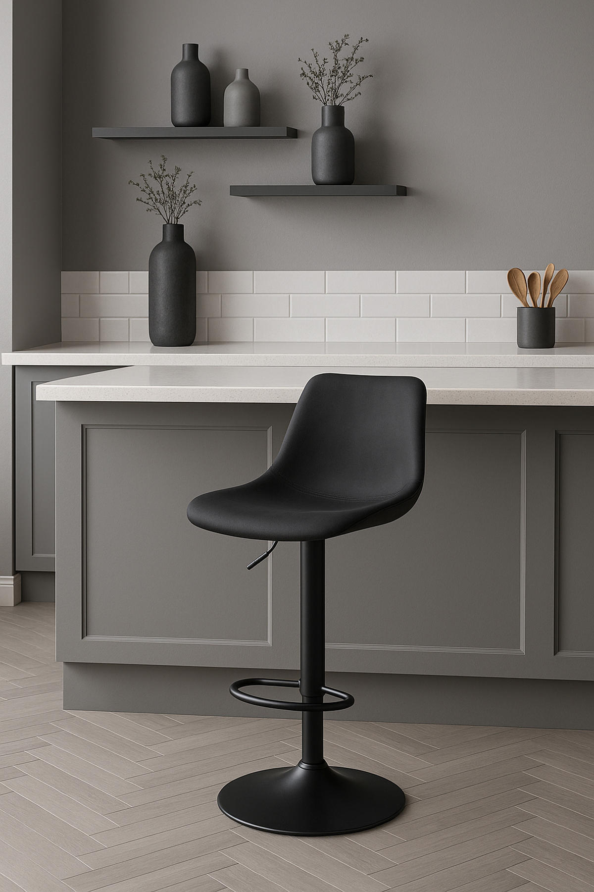 BARHOCKER 2er Set Lotus Samt schwarz - Schwarz, Textil/Metall (43/103/49cm) - TPFLiving