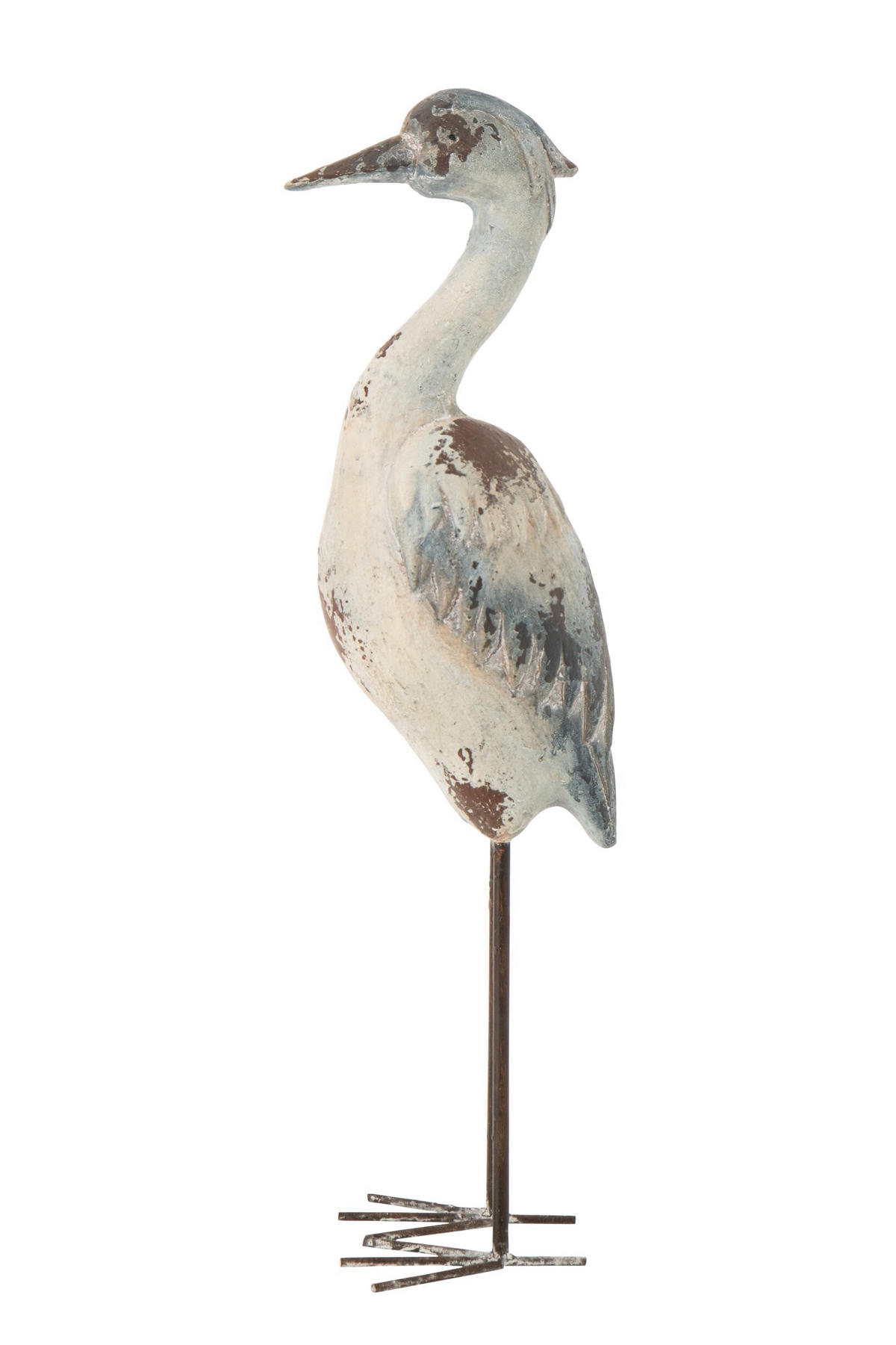 DEKOOBJEKT VOGEL ANTIK AUßEN - Blau, Glas/Naturmaterialien (14/74/20cm) - J-Line