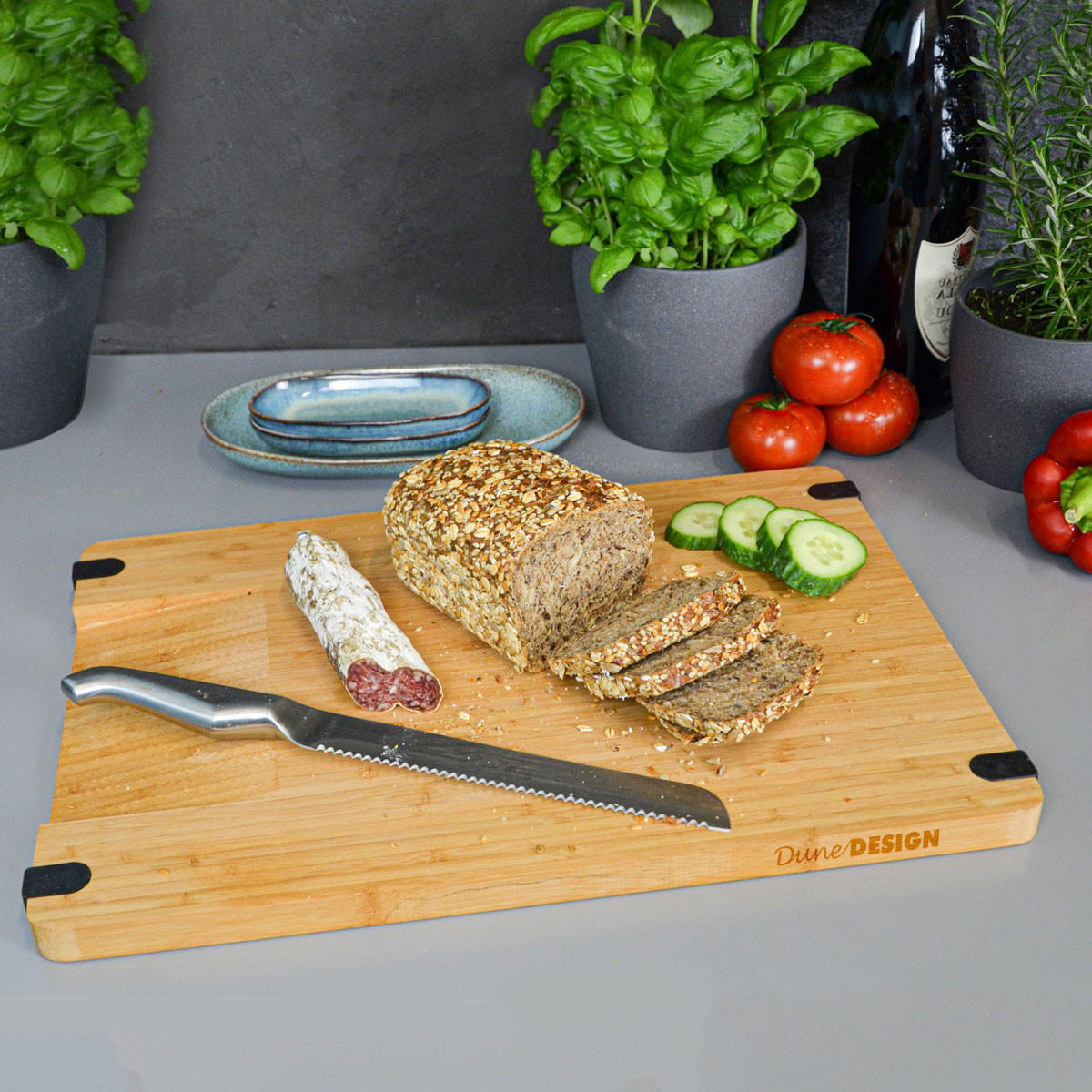 ANTI-RUTSCH-SCHNEIDEBRETT, 30/44/2 cm, Bambus - Braun, Holz (30/44cm) - Dunedesign