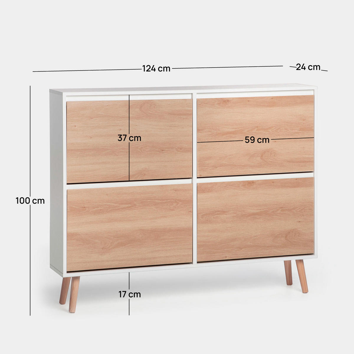 SCHUHSCHRANK DOPPELTES Kemi Zweifarbig 124 cm x 100 cm - Multicolor, Holzwerkstoff (124/100/24cm) - Klast Home