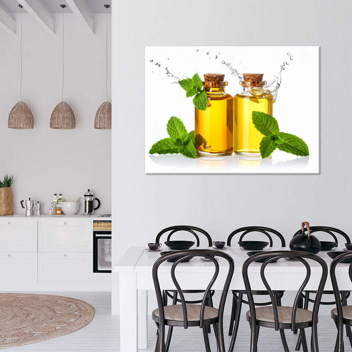 LEINWANDBILD Olivenöl Kräuter 100x70cm - Gelb, Textil (100/70cm) - Feeby