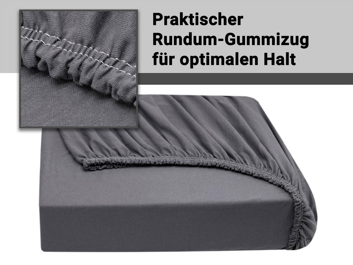 SPANNBETTLAKEN, 180x200 cm, 100% Baumwolle, Grau - Anthrazit, Textil (180/200cm) - Zollner