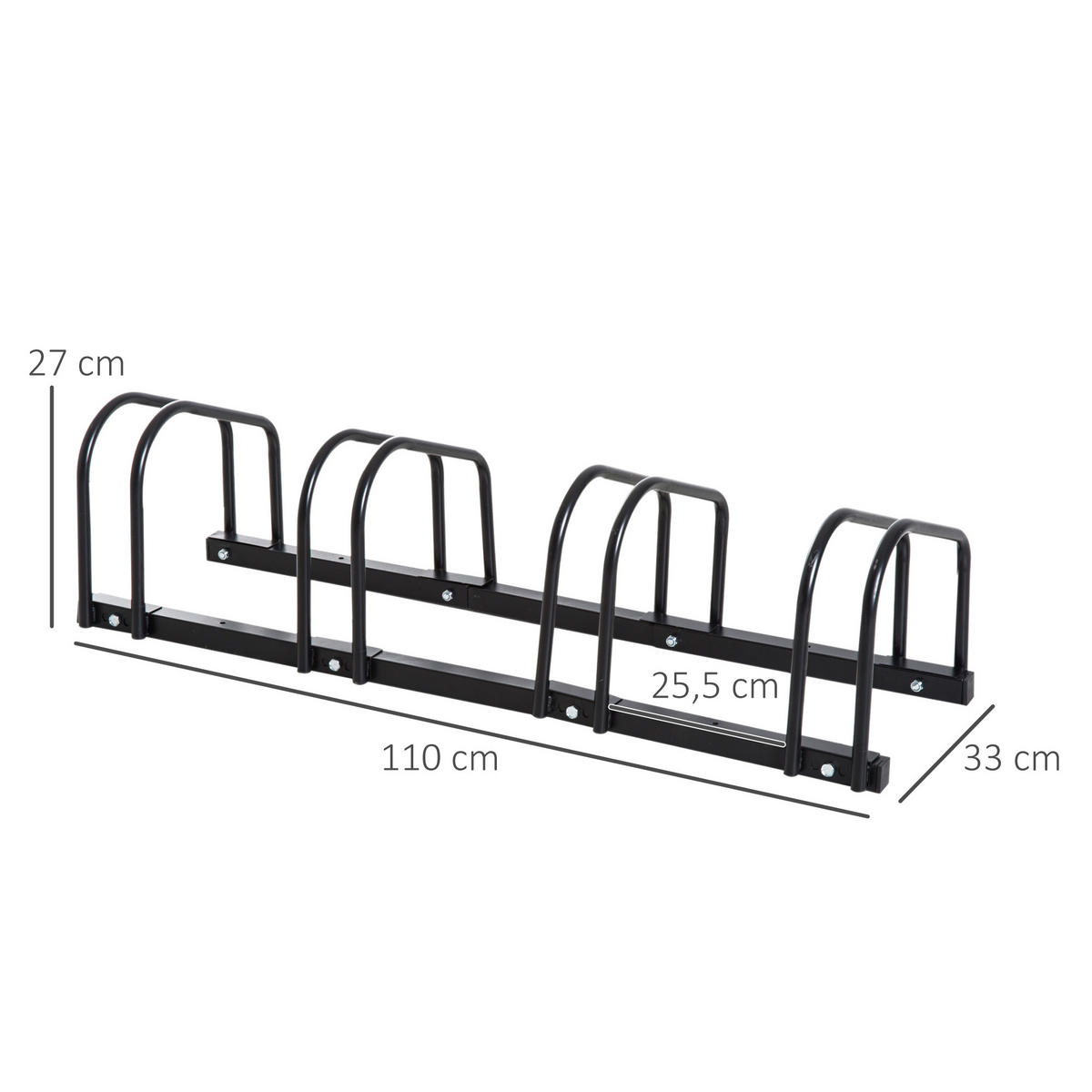 FAHRRADSTÄNDER, Stahl, Schwarz, 110x33x27cm - Schwarz, Metall (33/27/110cm) - HOMCOM