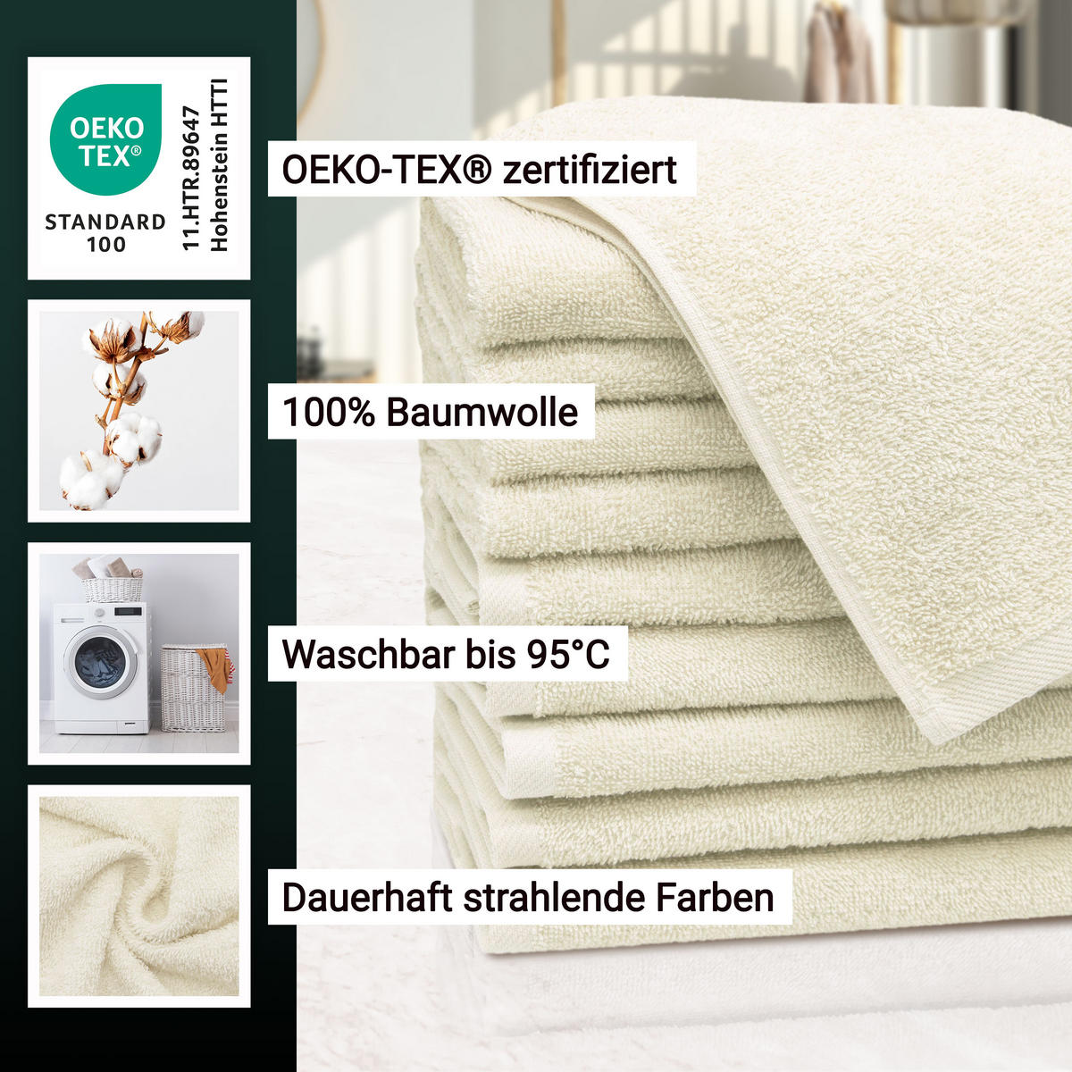GÄSTETÜCHER, 10er-Set, 30x50 cm, 100% Baumwolle, Braun - Creme, Textil (30/50cm) - Zollner