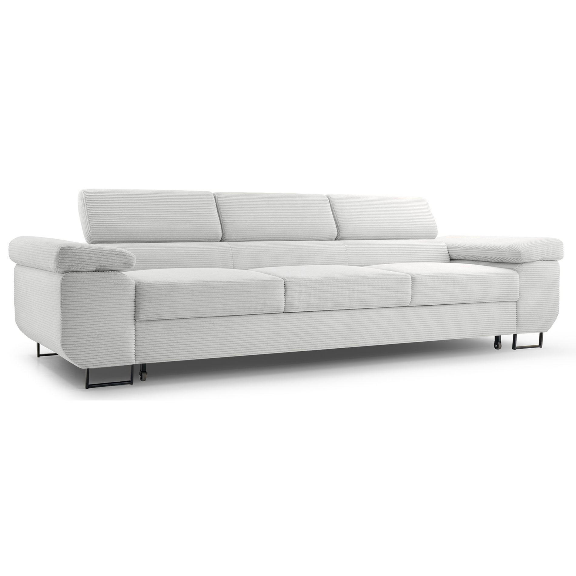 3-SITZER SOFA Capurso Hellbeige Cord - Ecru/Schwarz, Textil/Metall (274/90/98cm) - Selsey