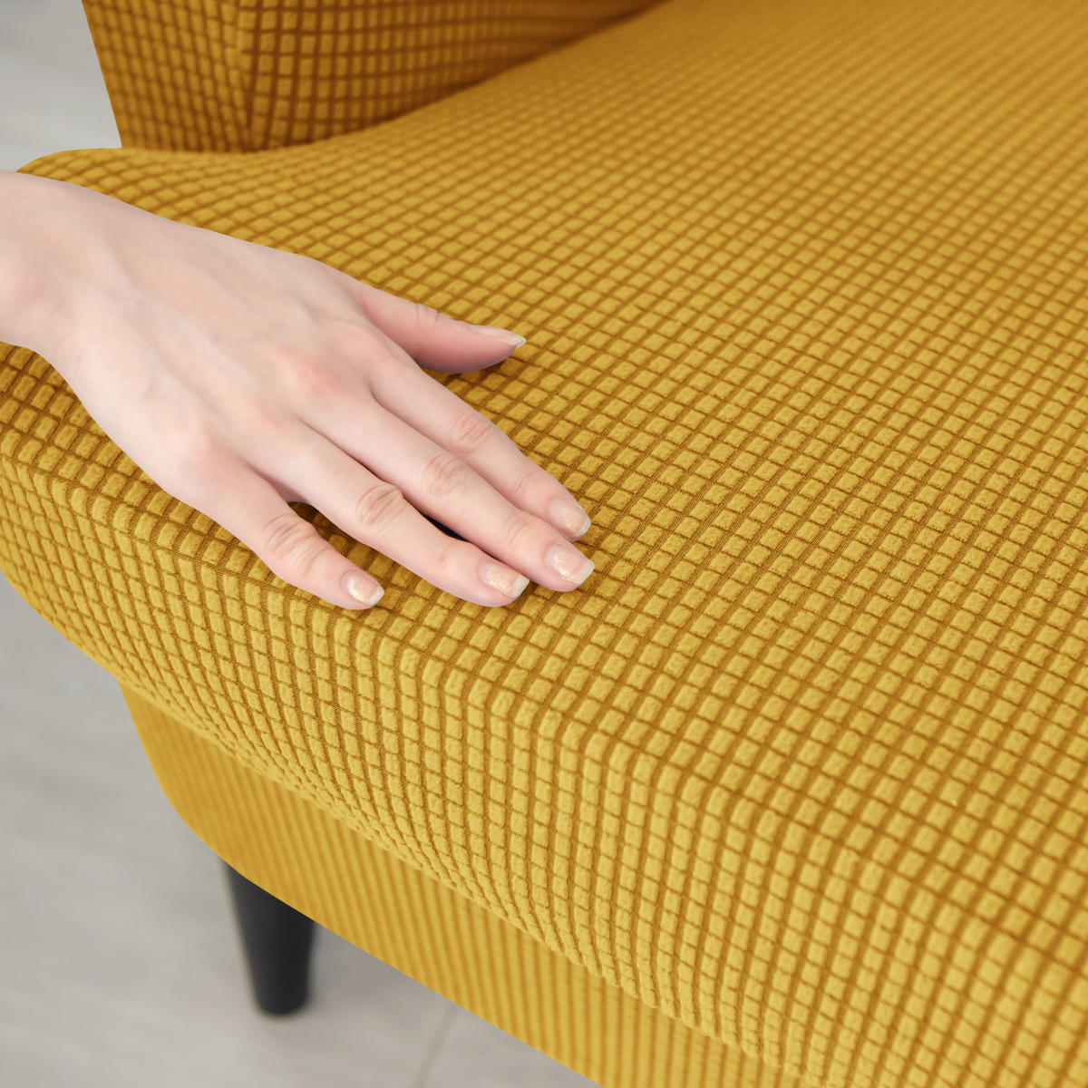 OHRENSESSEL ÜBERZUG Einfarbig Jacquard 2-Teilig - Gelb, Textil (85/90cm) - Kaket