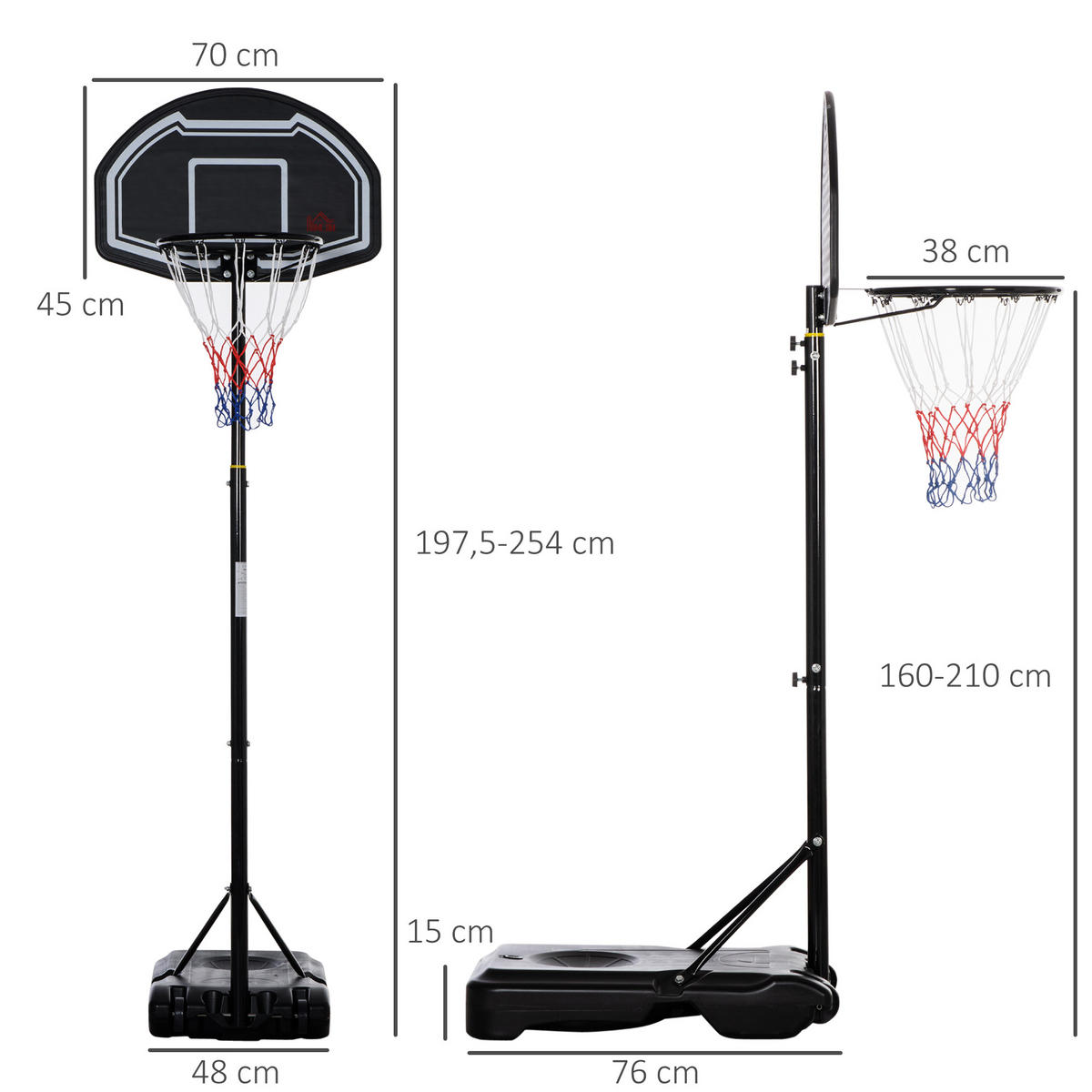 BASKETBALLKORB DE-10516 Schwarz - Schwarz, Metall (48/76cm) - ComfortXL