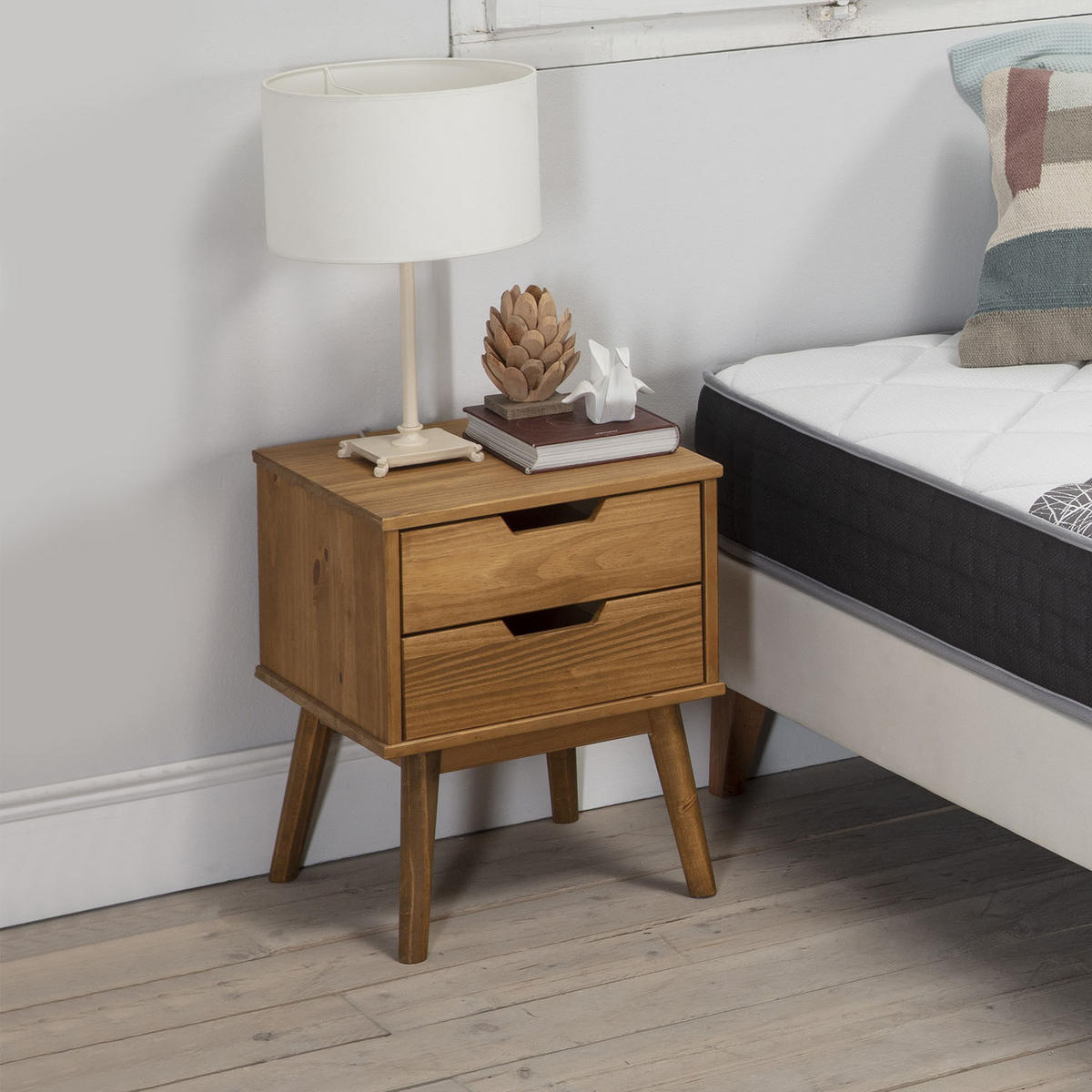 NACHTTISCH Bali 2 Schublade Farbe Wachs - Eichefarben, Holz (40/52/40cm) - VS Venta-stock