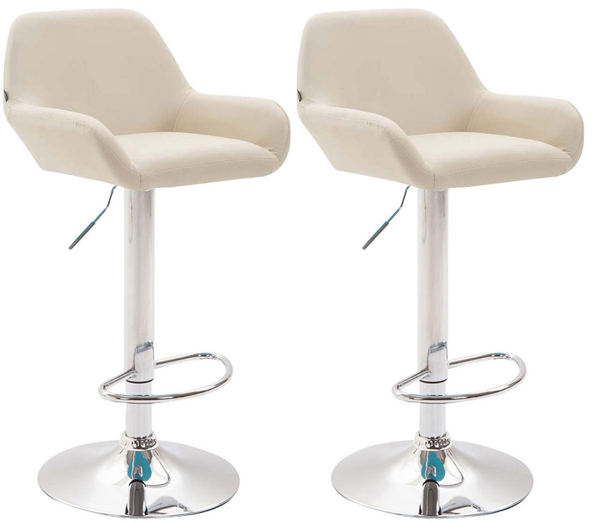 BARHOCKER 2er Set Prag Kunstleder chrom creme - Chromfarben/Creme, Kunststoff/Metall (51/109/52cm) - TPFLiving