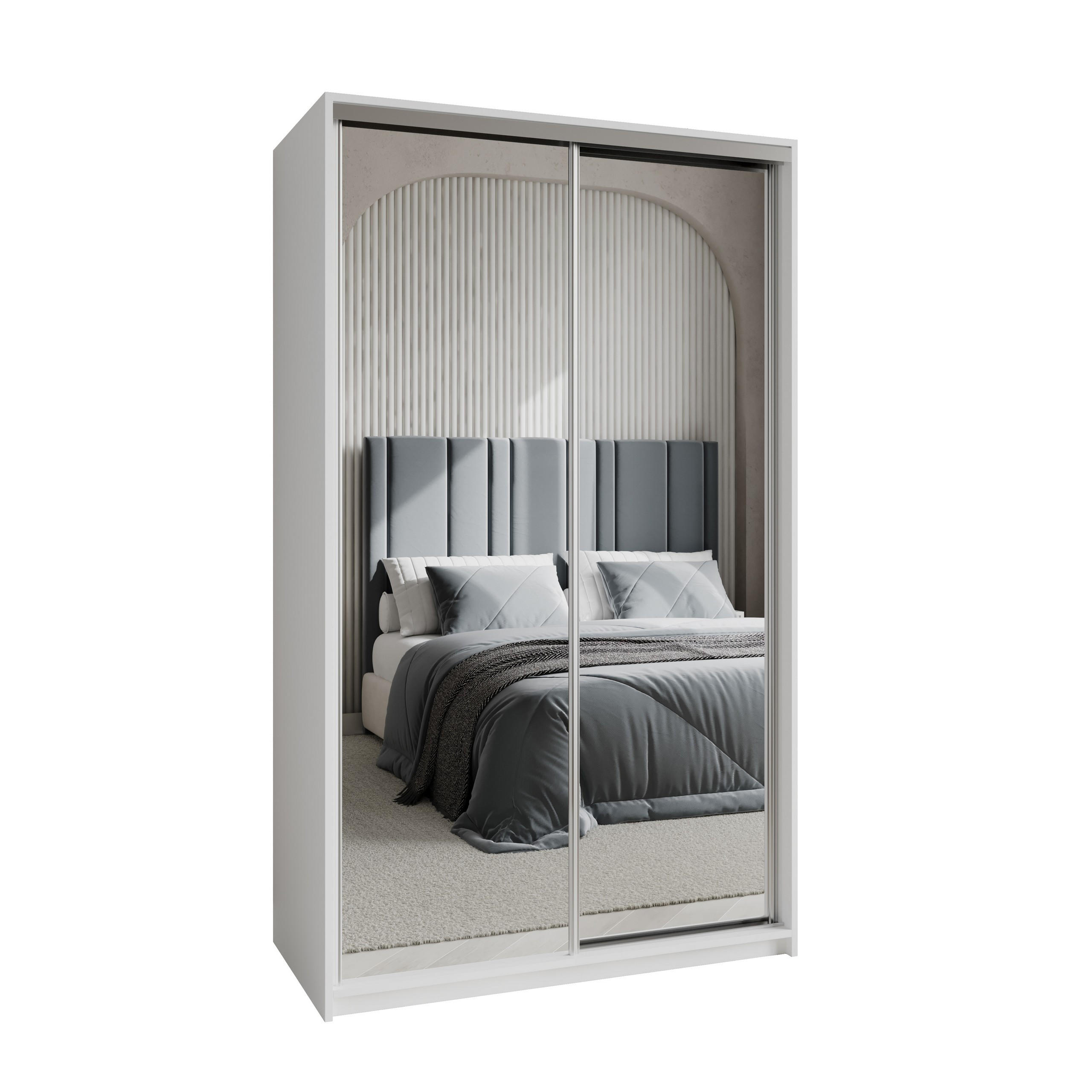 Masseno Schwebetürenschrank Weiß 120x205x60 cm