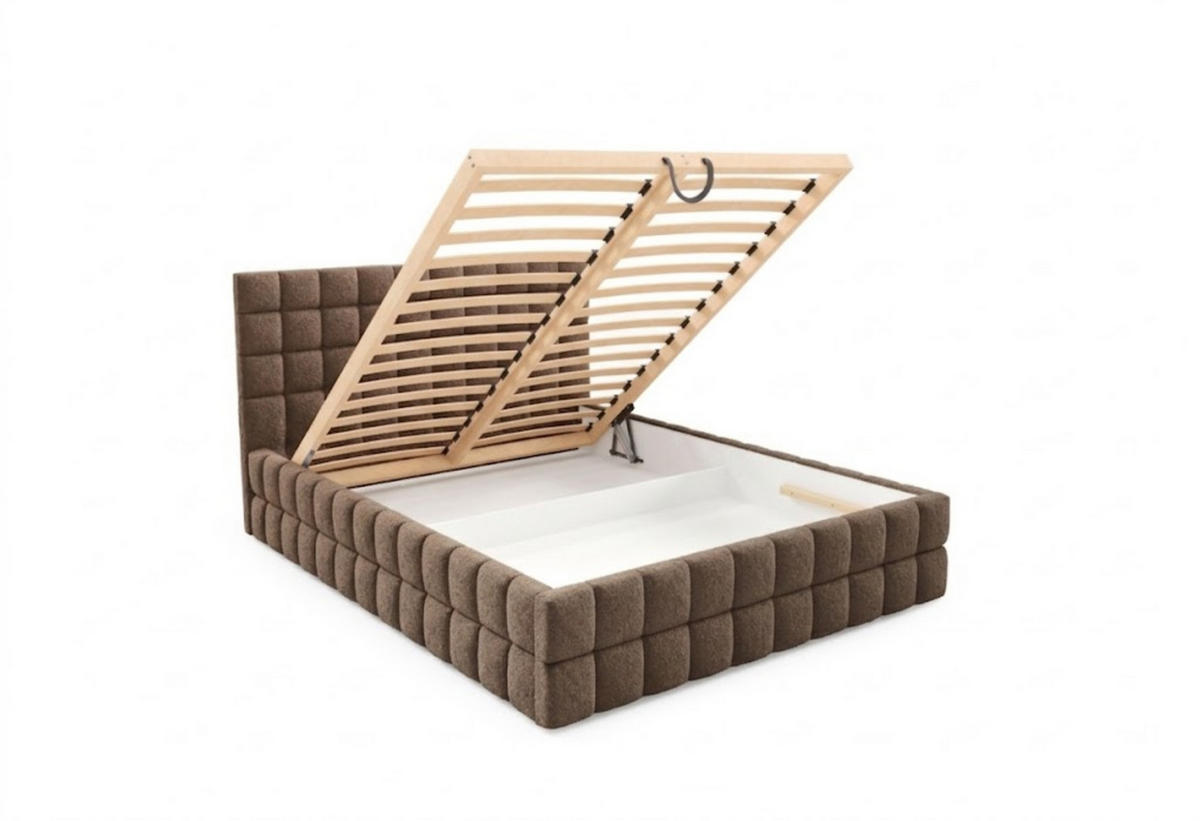 POLSTERBETT mit Stauraum 160x200 cm in Braun - Braun, Metall (160/200cm) - Home Collective