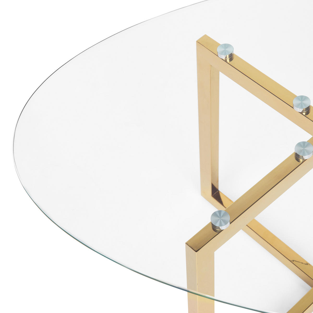 COUCHTISCH Glas Gold oval Fresno - Transparent/Goldfarben, Glas (60/120/45cm) - Beliani