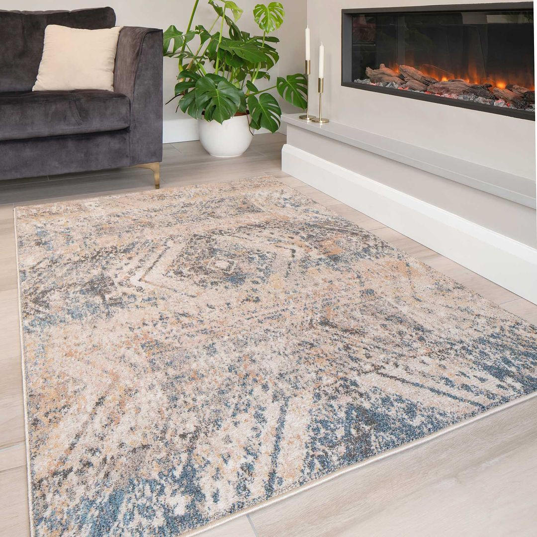 VINTAGE-TEPPICH Ikaro Erin Multi Blau - Blau, Textil (119/170cm) - Kukoon Rugs