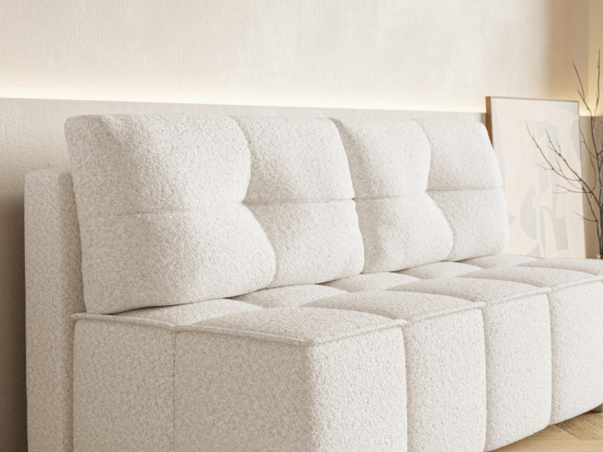 SOFA Creme LORA Ausziehbar Ohne Armlehnen Boucle - Ecru, Textil (196/90/85cm) - Sepro Meble