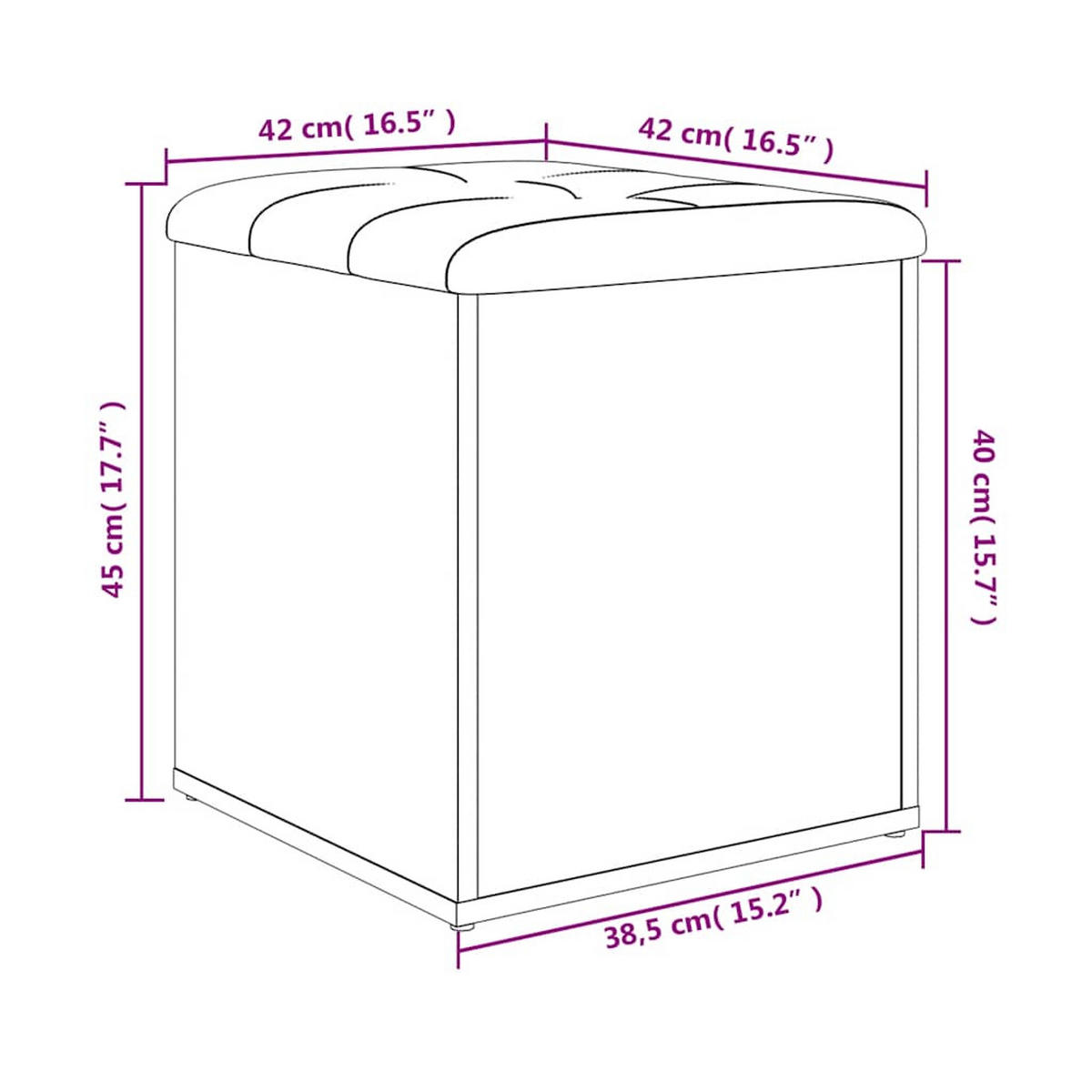 AUFBEWAHRUNGSBANK Sonoma-Eiche 42/42/45 Cm Holzwerkstoff - Hellbraun, Holzwerkstoff (42/45/42cm) - vidaXL