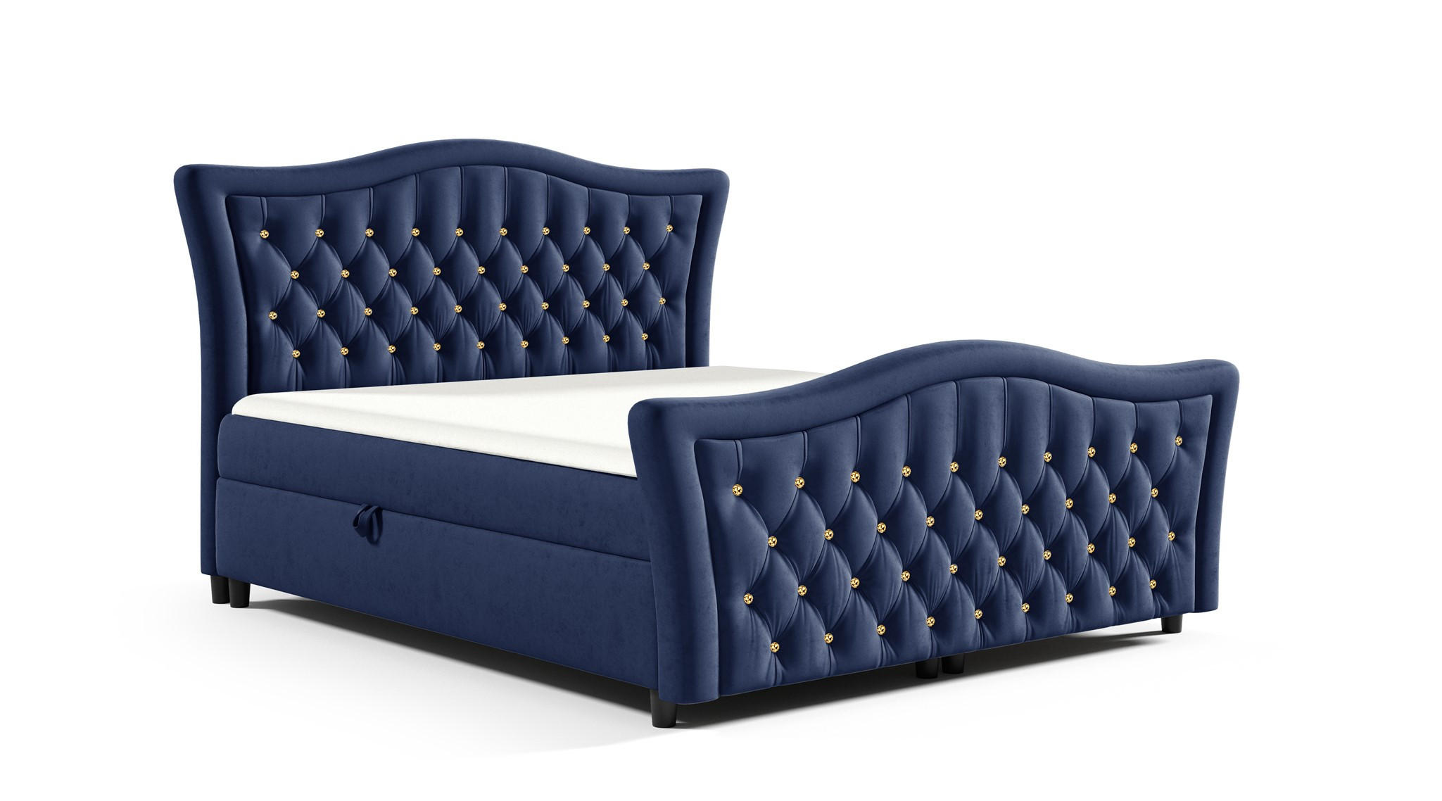 BOXBETT Turhan In Elisa Velvet - Blau, Holzwerkstoff/Textil (140/200cm) - Fun Möbel