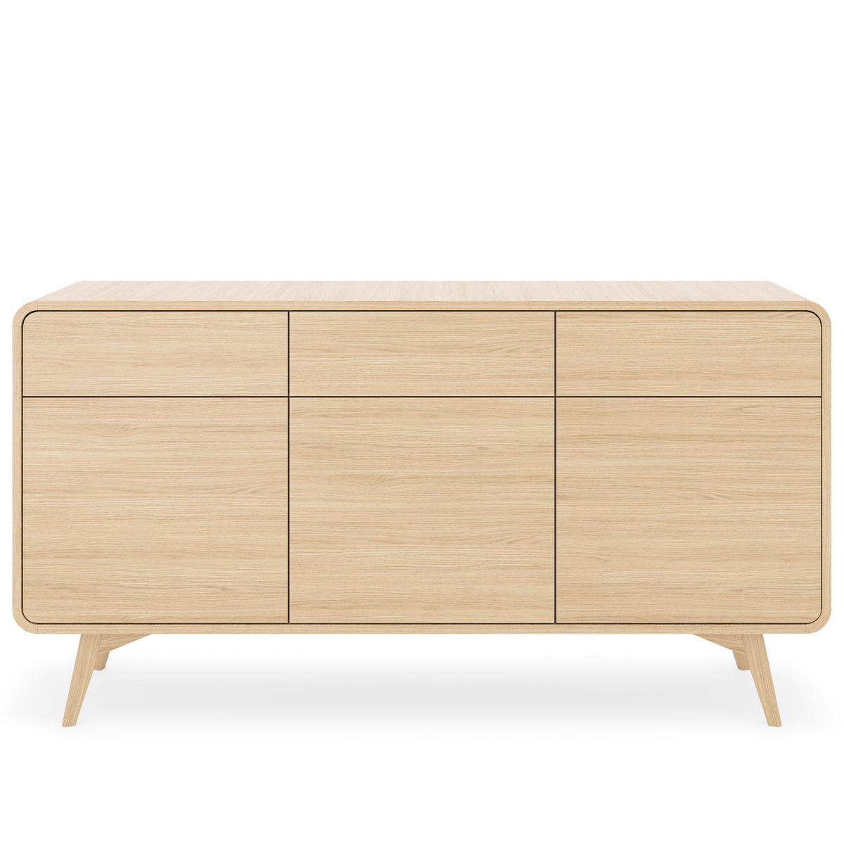 SIDEBOARD LEVANTE 160/84/39cm mit 3 Schubladen 3 Türen Eichefarben - Eichefarben/Naturfarben, Holzwerkstoff (160/84/39cm) - MASSENO