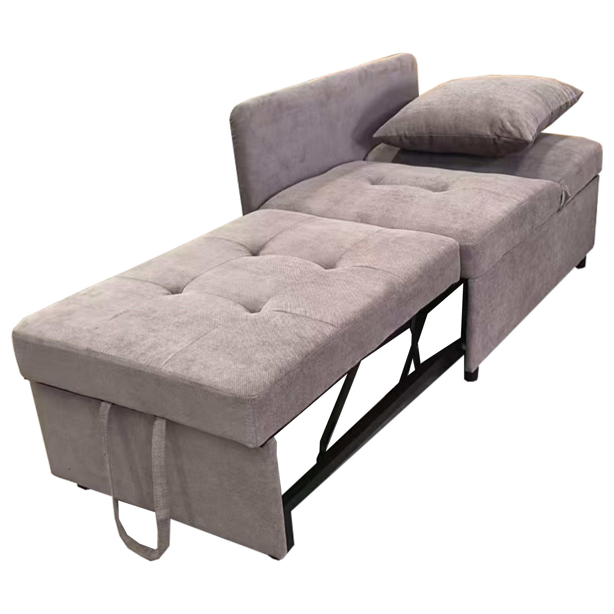 SCHLAFSOFA Leinenstoff mit 5-fach verstellbarer Rückenlehne Grau 177/68/65 cm - Graubraun, Textil (68/65/177cm) - Redom