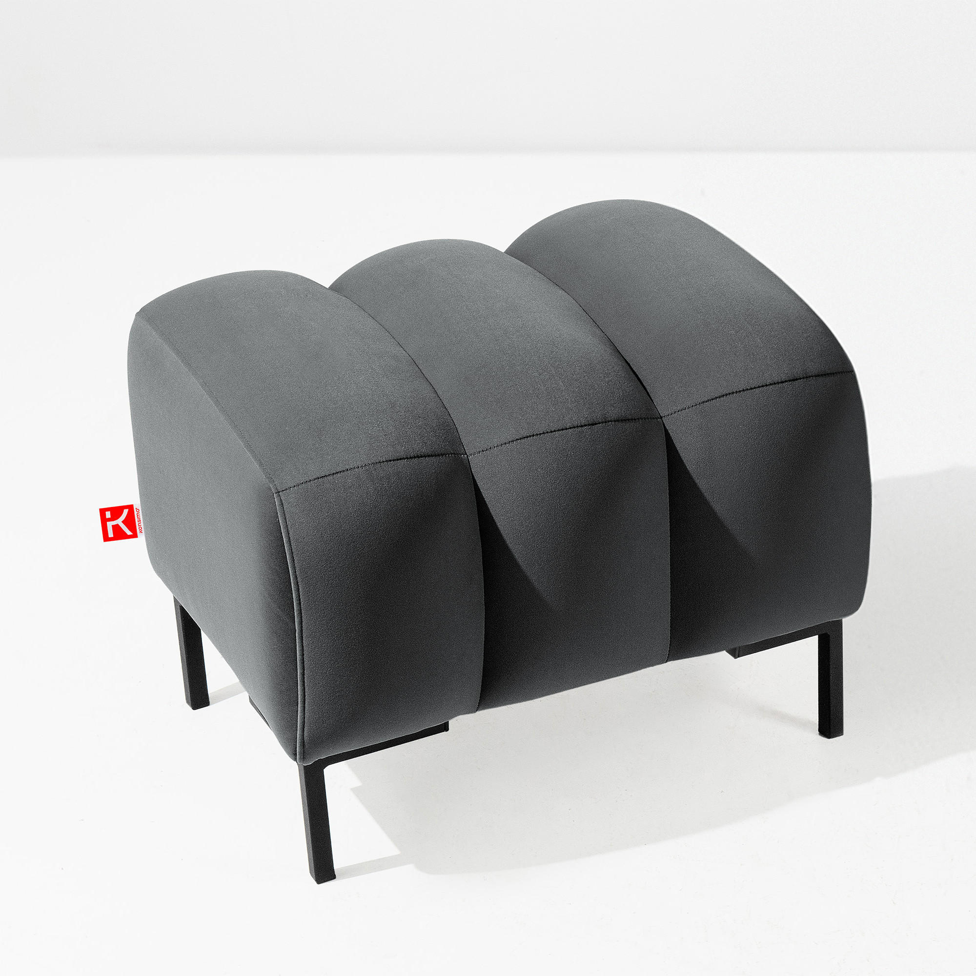 SITZHOCKER Polsterhocker PECCO, Veloursstoff - Dunkelgrau/Schwarz, Holz/Textil (60/50/50cm) - KONSIMO®