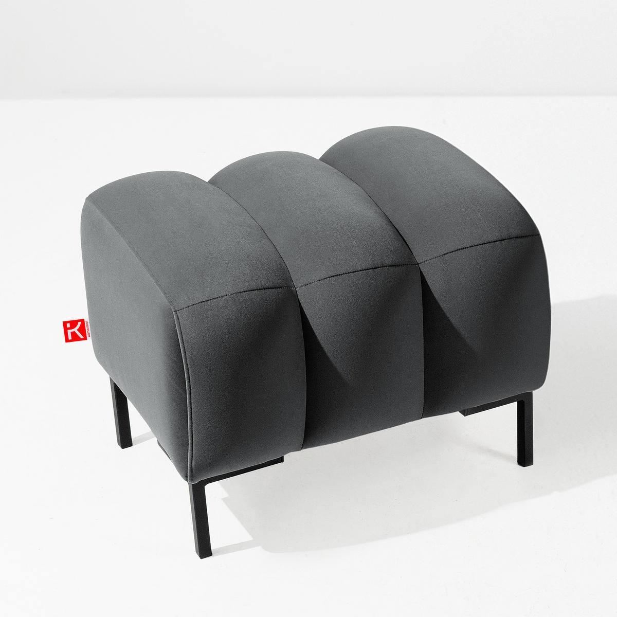 SITZHOCKER Polsterhocker PECCO, Veloursstoff - Dunkelgrau/Schwarz, Holz/Textil (60/50/50cm) - KONSIMO®