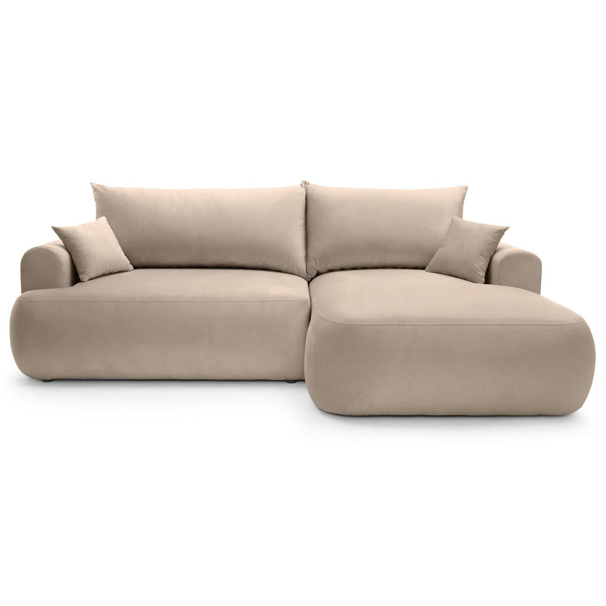 ECKSOFA Ovo Beige mit wasserabweisendem Samtbezug - Beige/Schwarz, Kunststoff/Textil (260/165cm) - Selsey